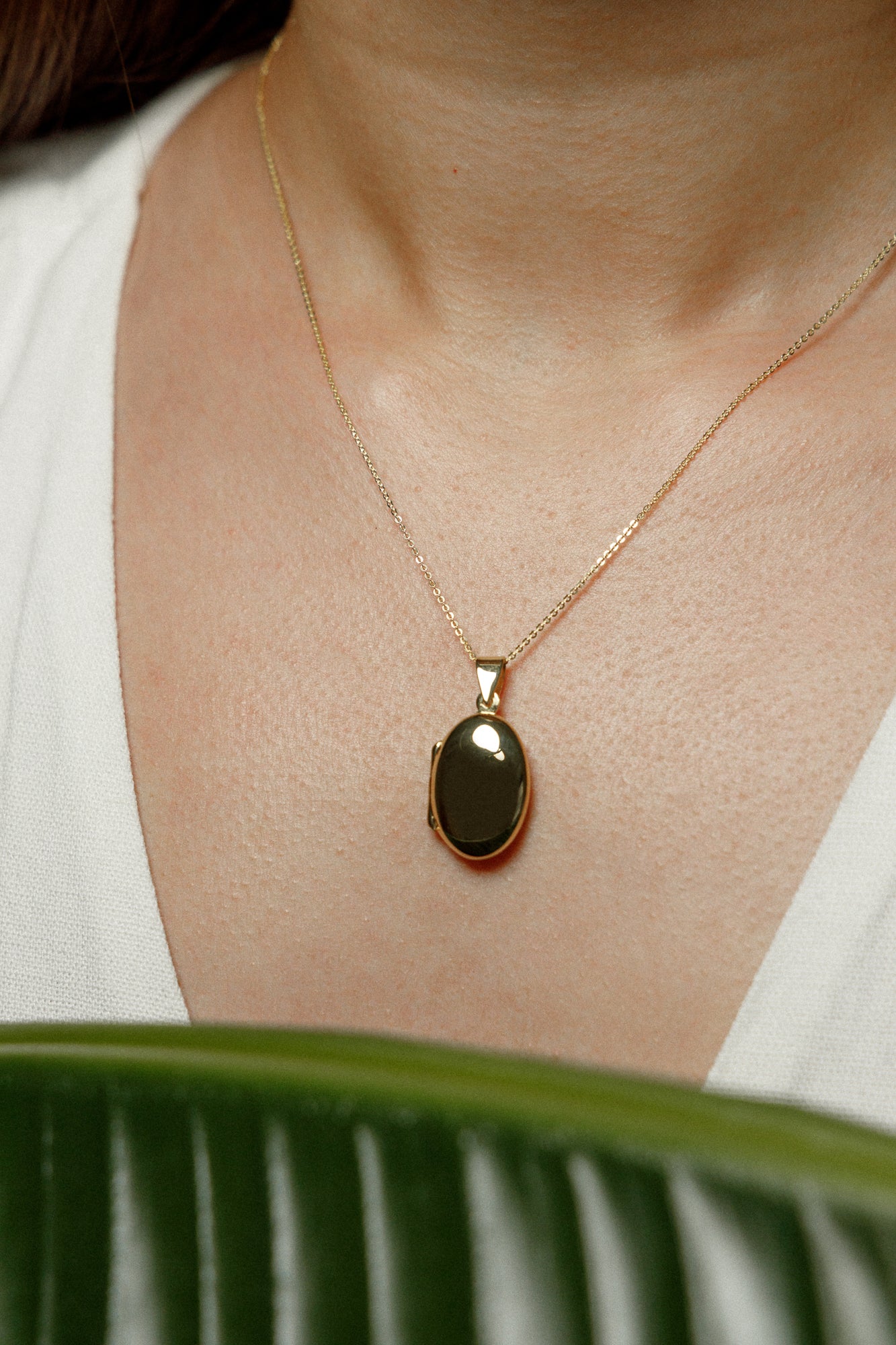 Elegant oval medallion with necklace made of 925 Sterling silver 18K gold-plated