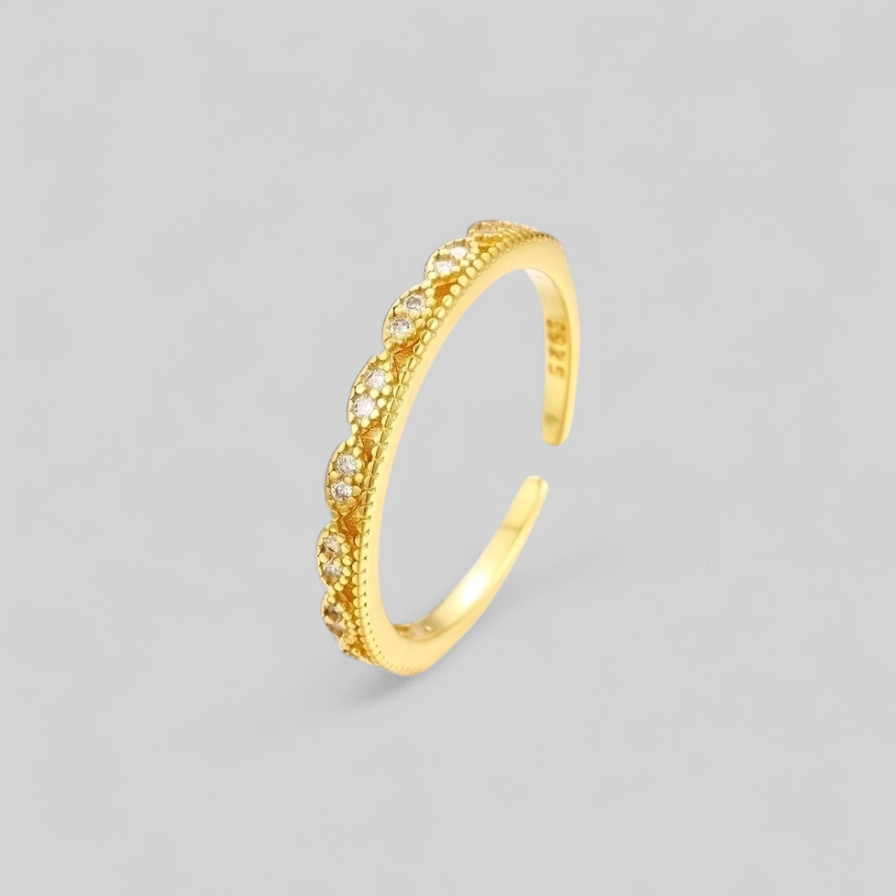 Einlagiger Zirkonia Ring aus 925er Silber vergoldet