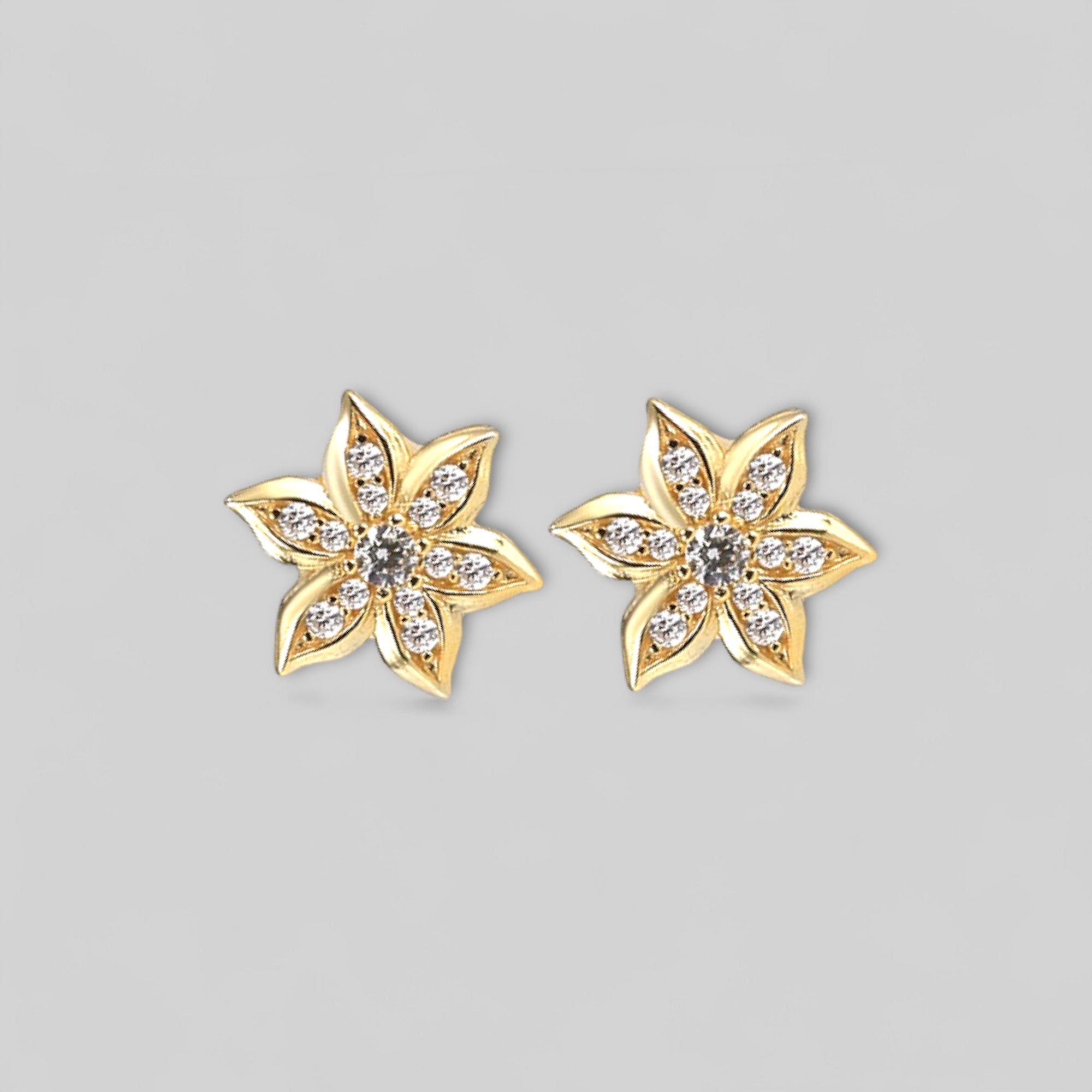 Lotus-Blume Ohrstecker mit Zirkonia – Ohrringe aus 925 Silber 14K vergoldet