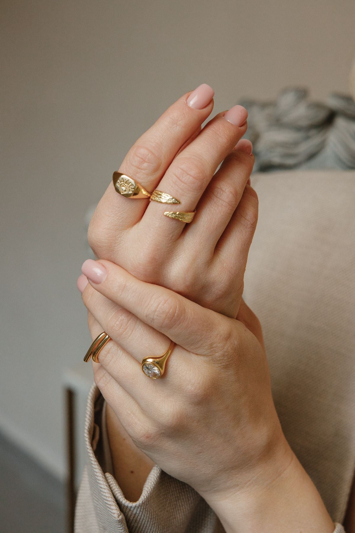 Großer klassischer Vintage Zirkon Ring aus 925 Silber vergoldet