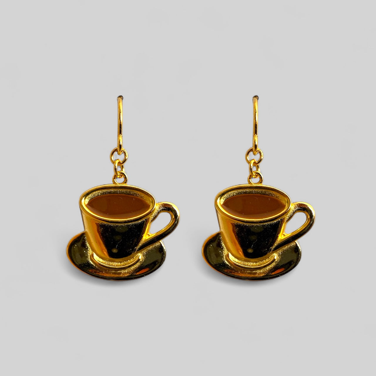 Golden Brew Coffee lover earrings - earrings with coffee cup design - made of 925 silver 18k gold-plated