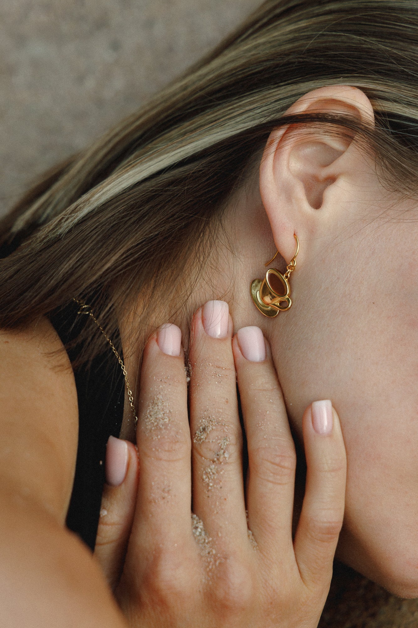 Boucles d'oreilles Golden Brew Coffee lover - boucles d'oreilles avec motif tasse à café - en argent 925 plaqué or 18 carats