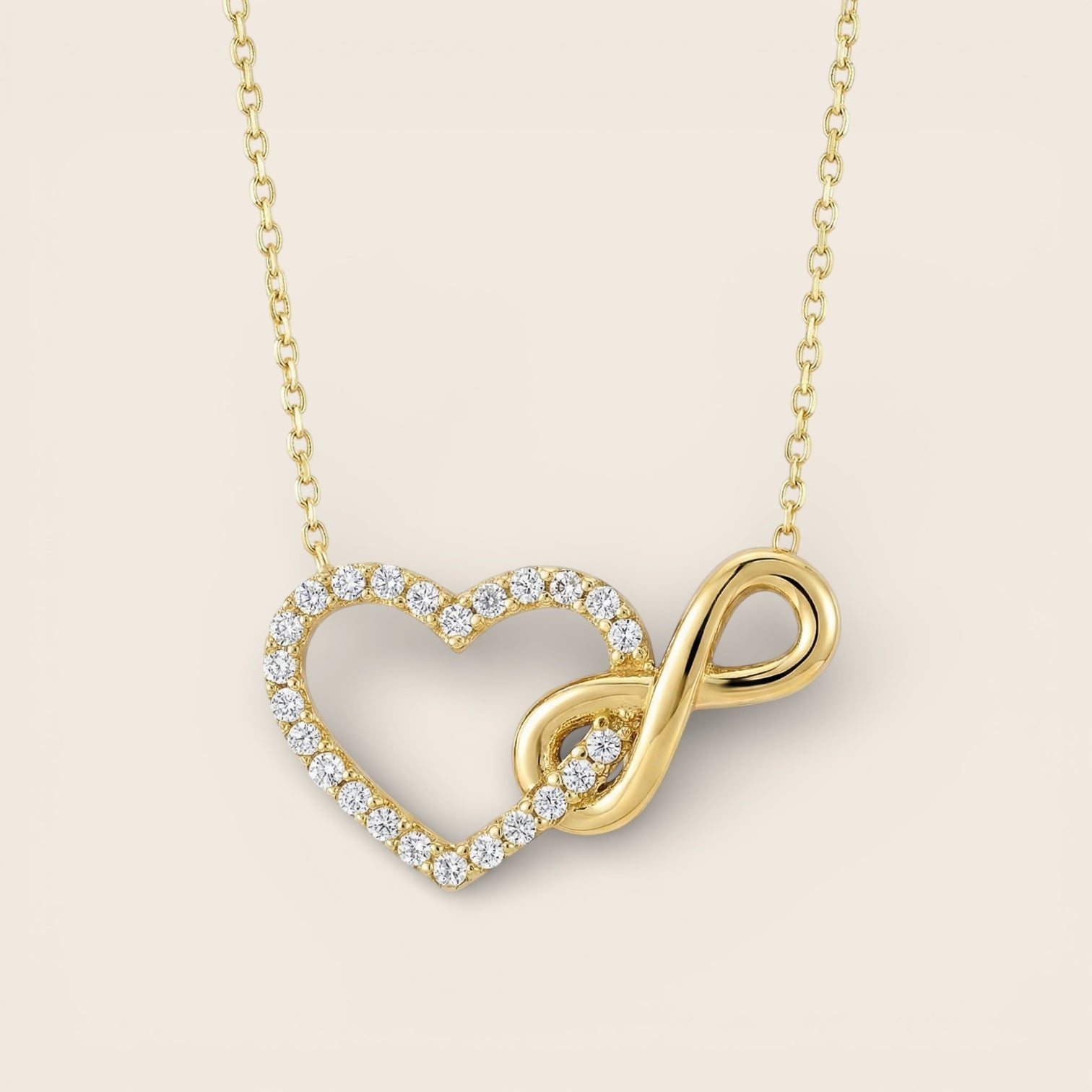 „Ewige Liebe“ Collier mit Herz und Unendlichkeitssymbol aus 925 Silber oder 18K vergoldet