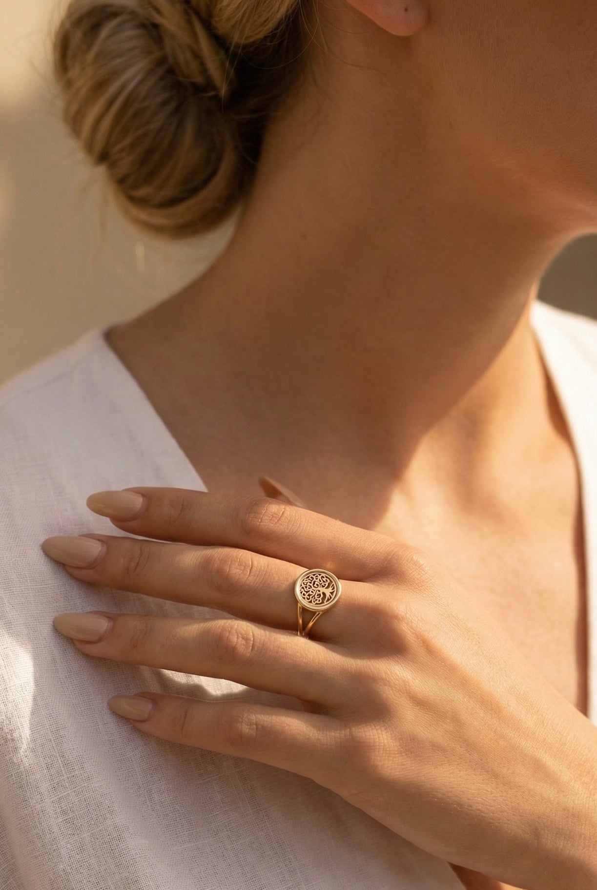 375 Gold - halbmassiver Viva Lebensbaum Ring - NINASIA