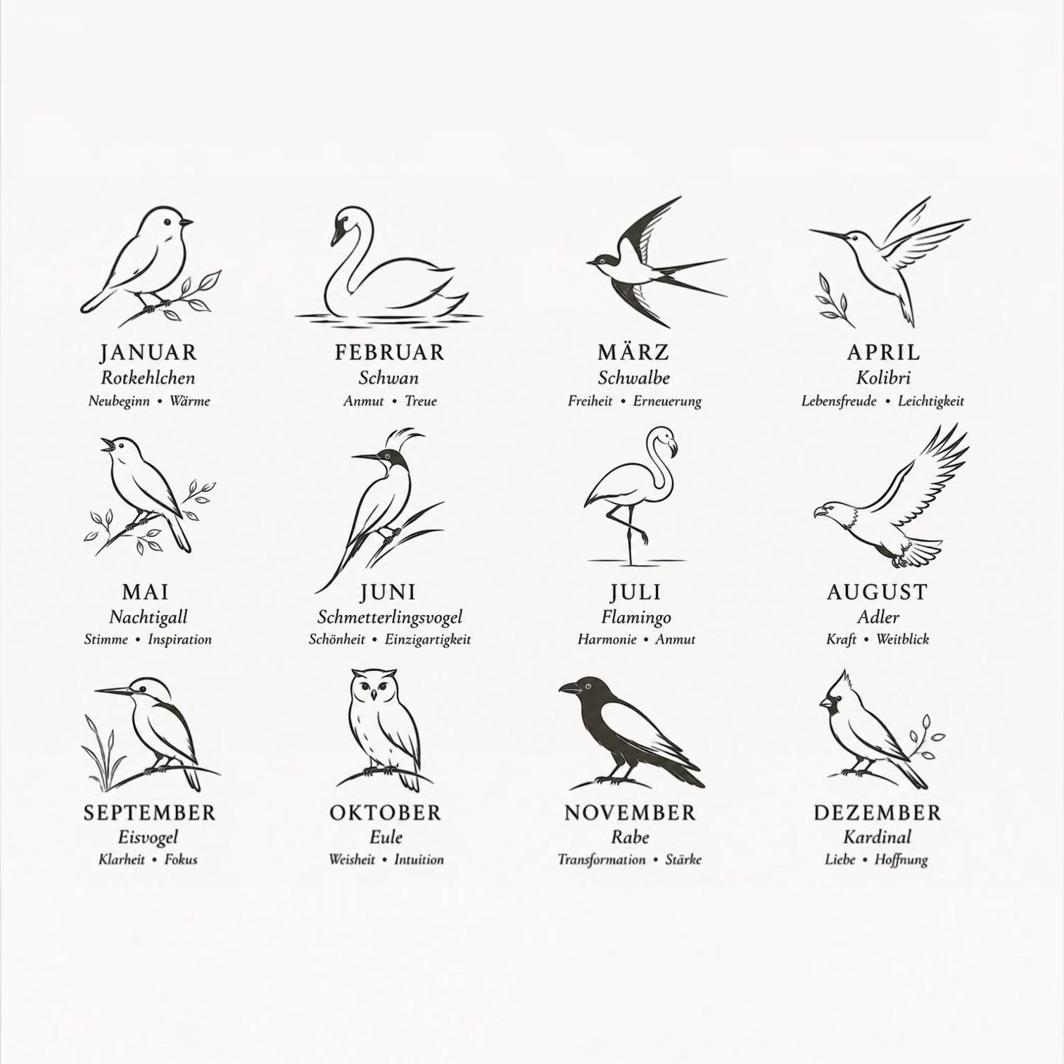 Avi – Collier oiseau de naissance personnalisé avec pierre de naissance – Gravable des deux côtés en acier inoxydable avec placage or IPG de haute qualité