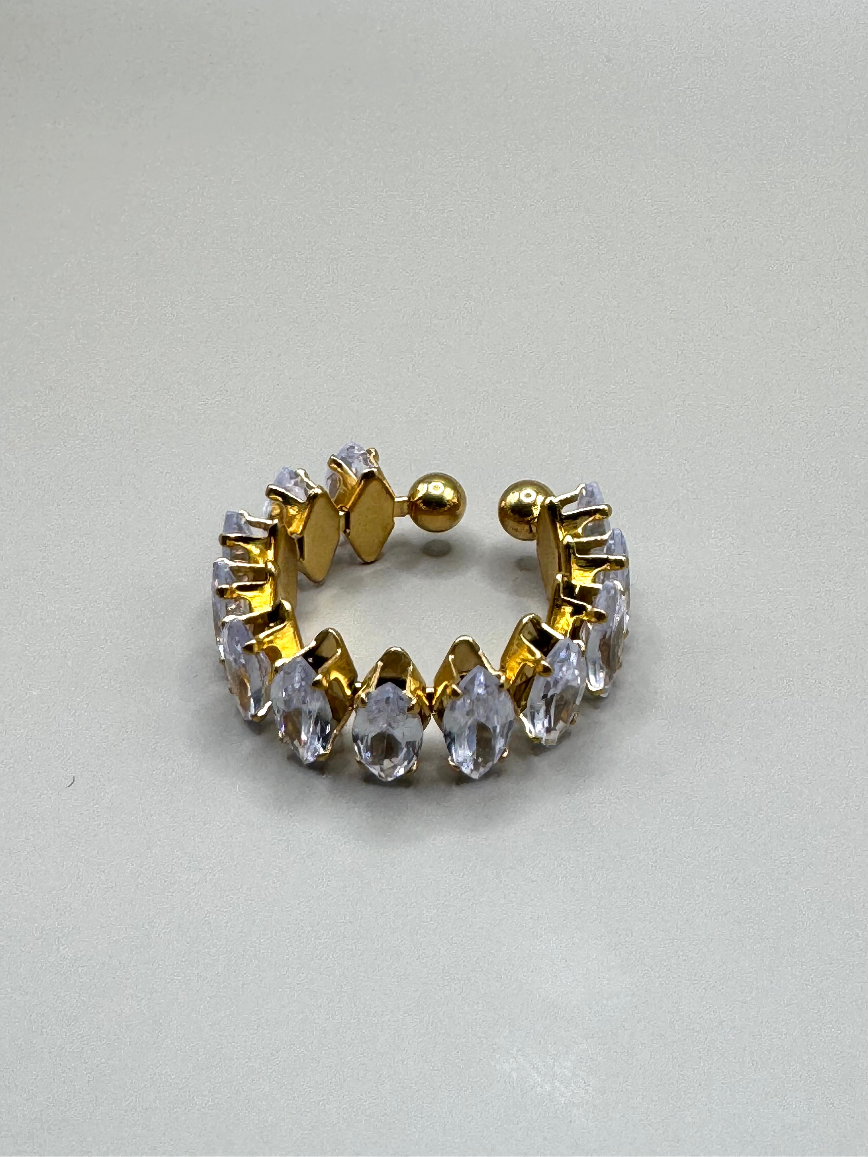 Funkelnder Edelstein Statement-Ring – 18K vergoldet aus Edelstahl