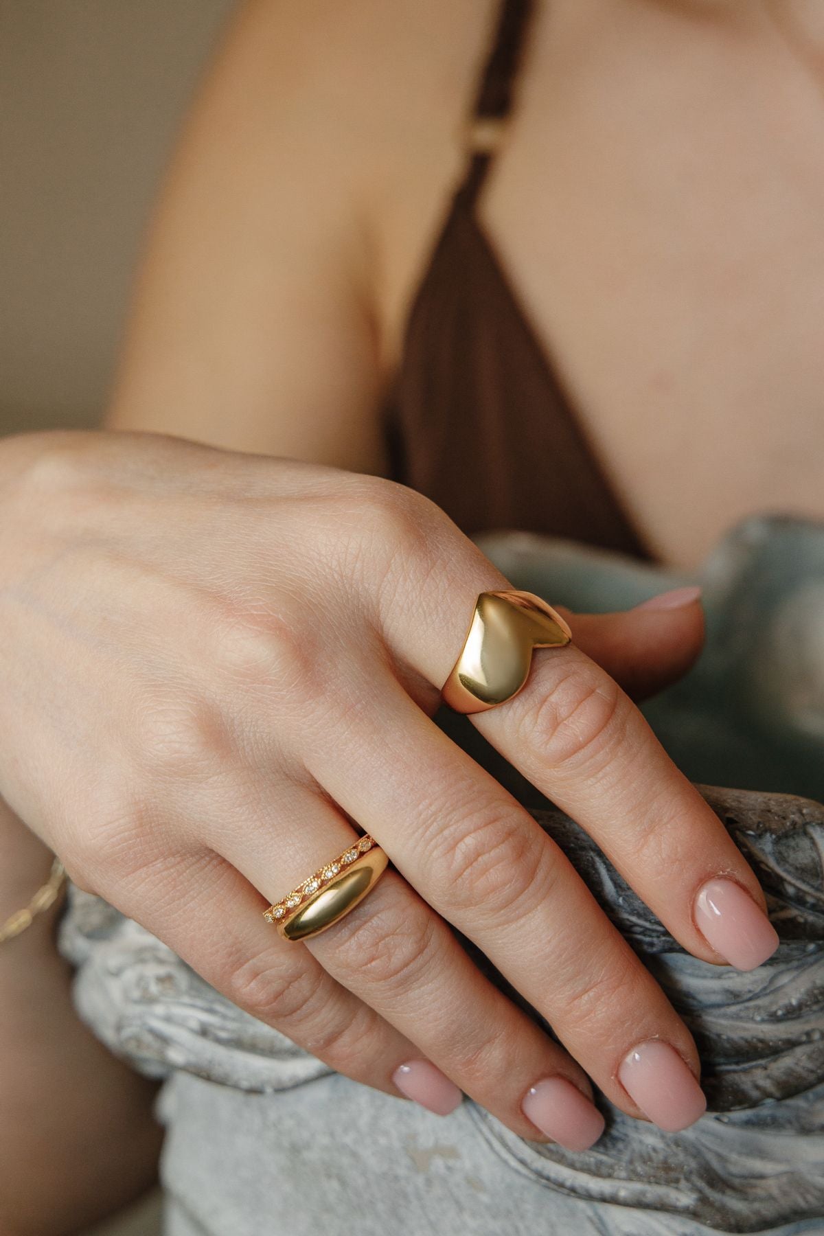 Minimalistischer Klassischer Ring – aus 925er Silber vergoldet