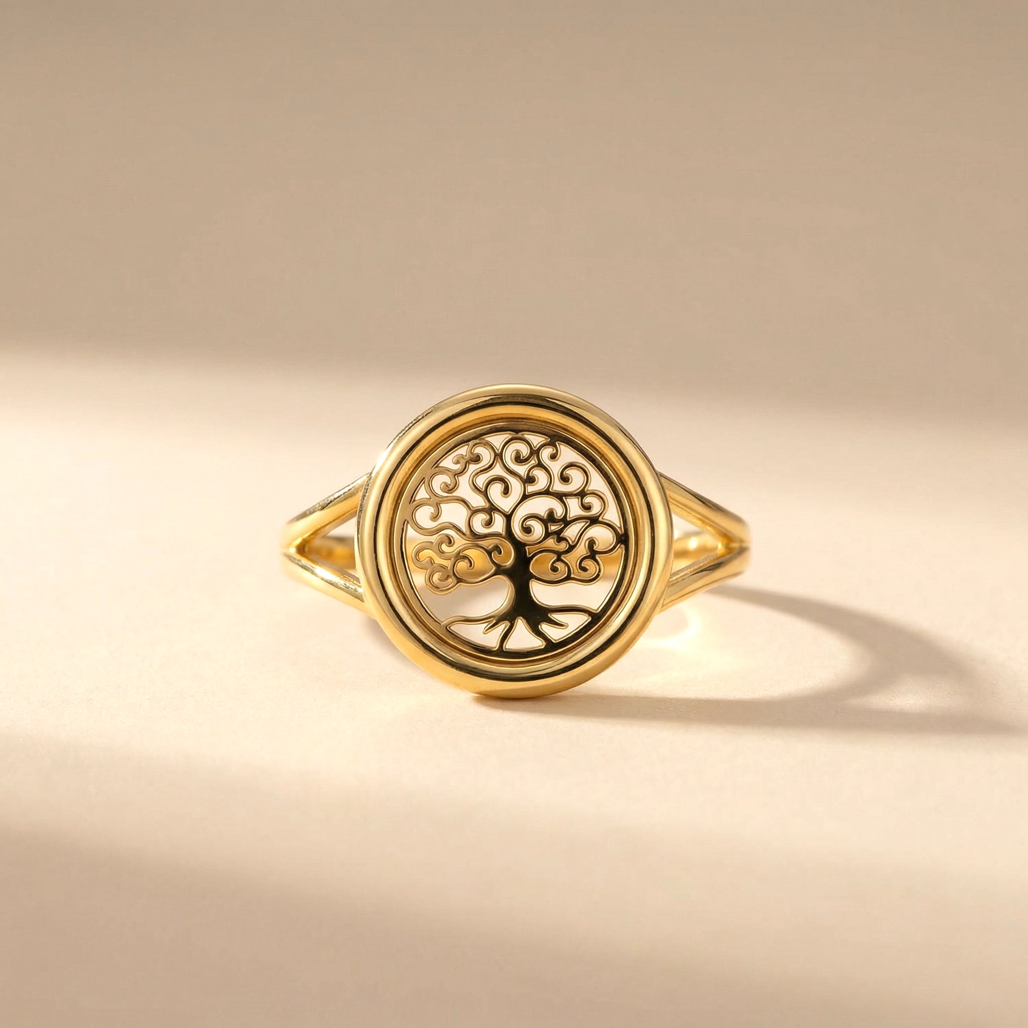 375 Gold - halbmassiver Viva Lebensbaum Ring - NINASIA