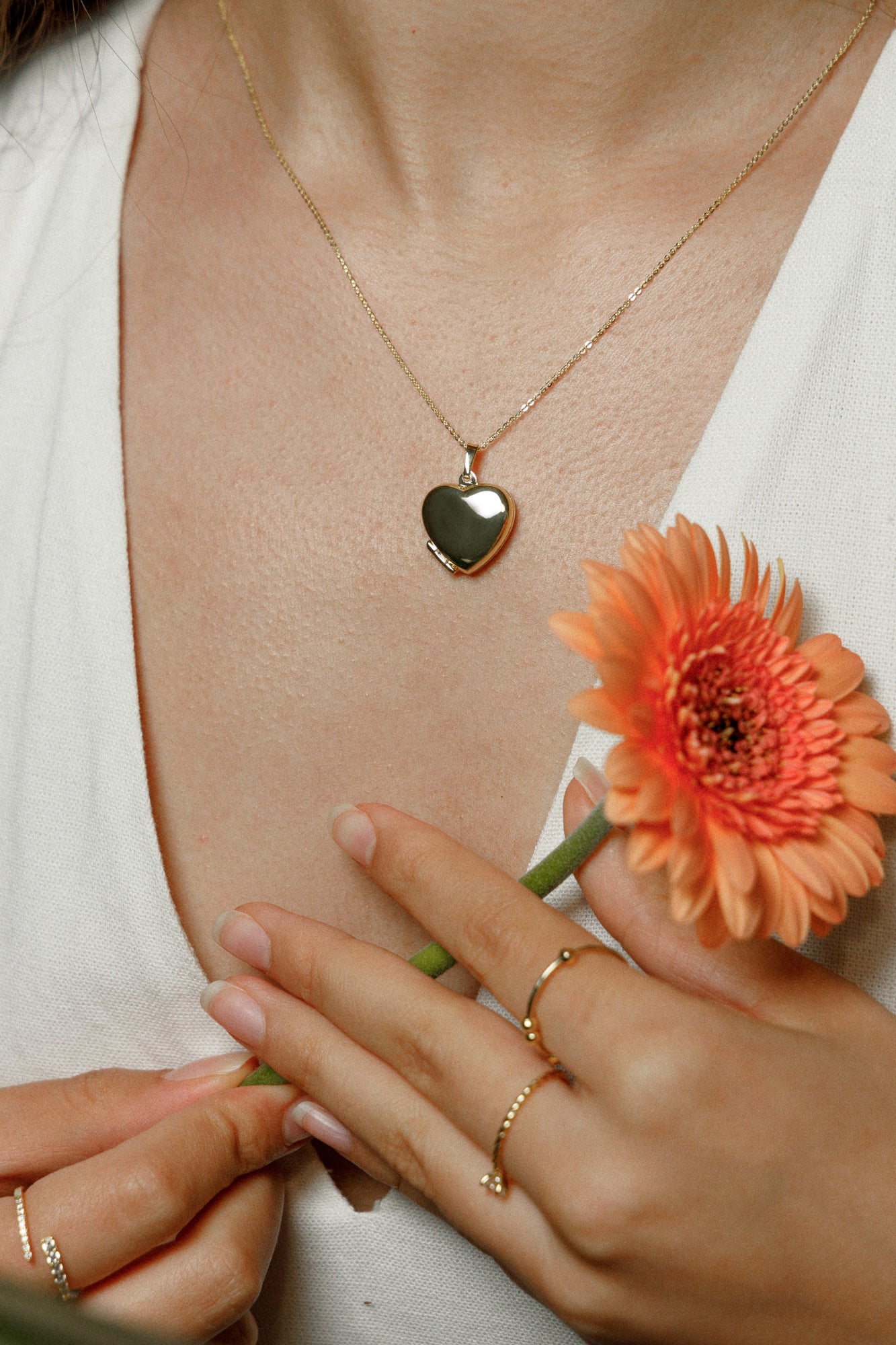 Elegant heart locket with necklace made of 925 Sterling silver 18K gold-plated