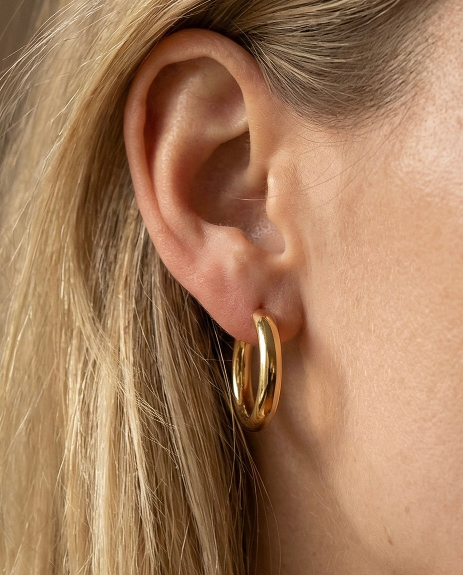 Essential Creolen Ø 25 mm – massiv aus 925 Silber oder vergoldet