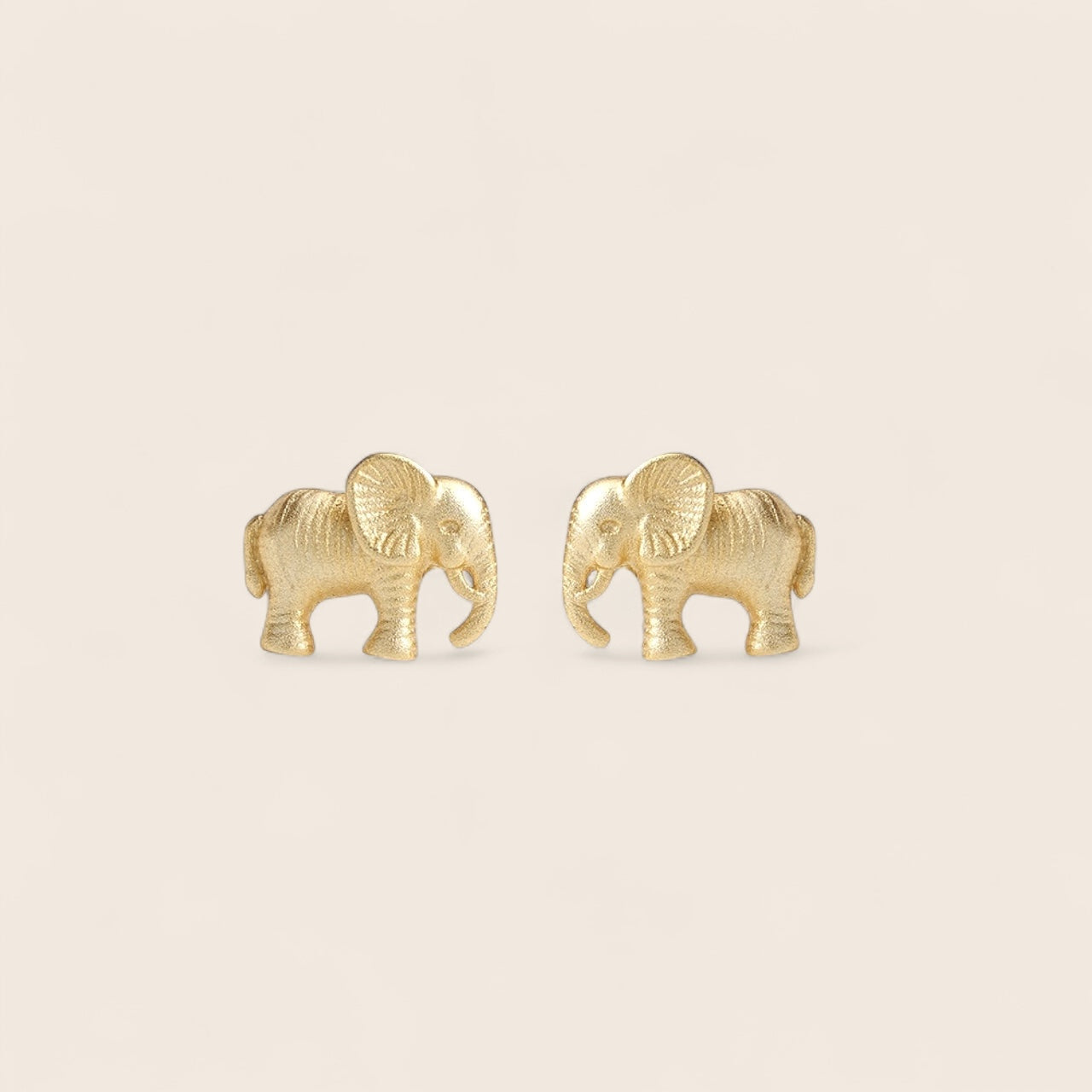 Elephant stud earrings – symbol of strength and luck – matte earrings 925 silver 14K gold-plated