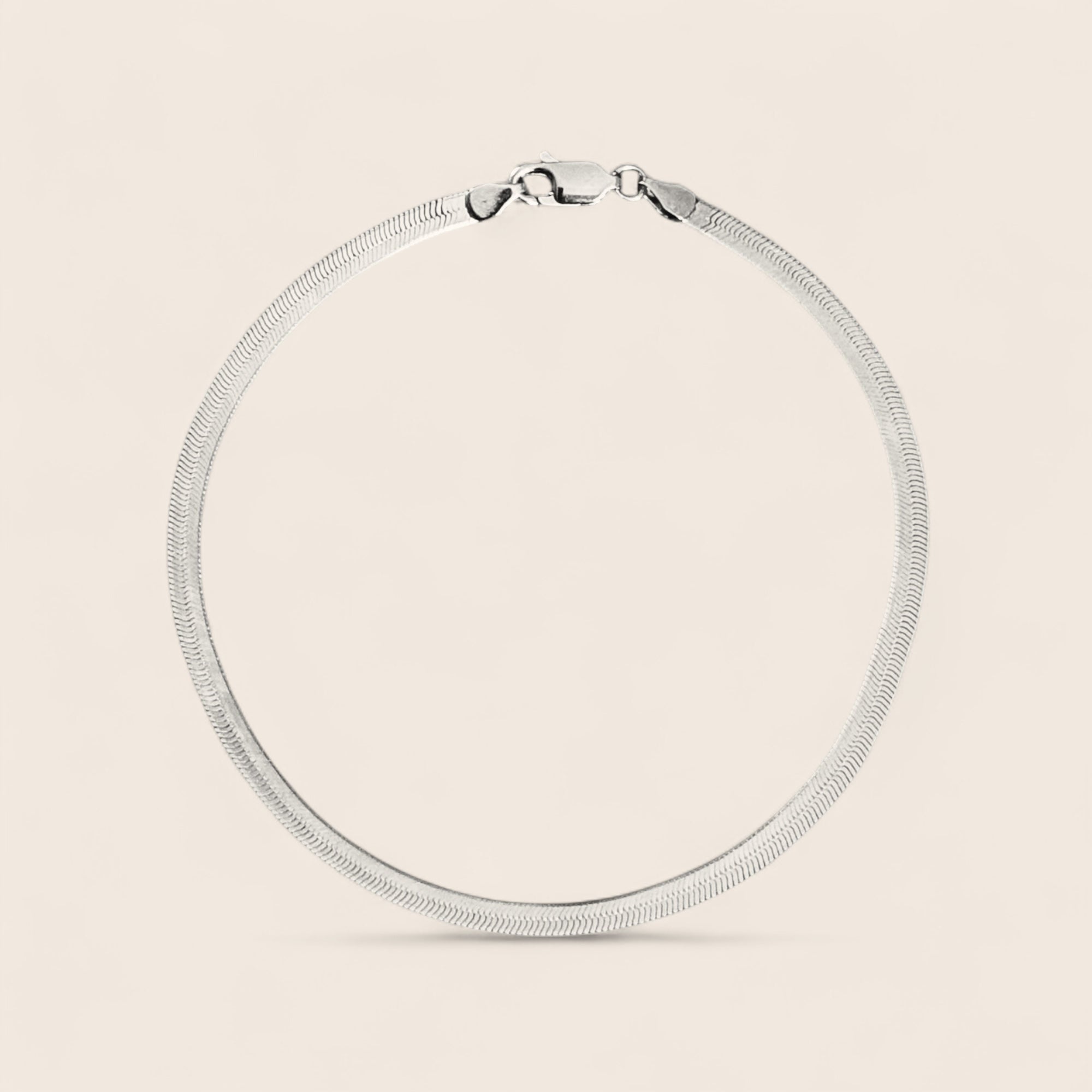 Men's bracelet with flat snake chain, herringbone chain – 925 silver, 18K gold-plated, unisex