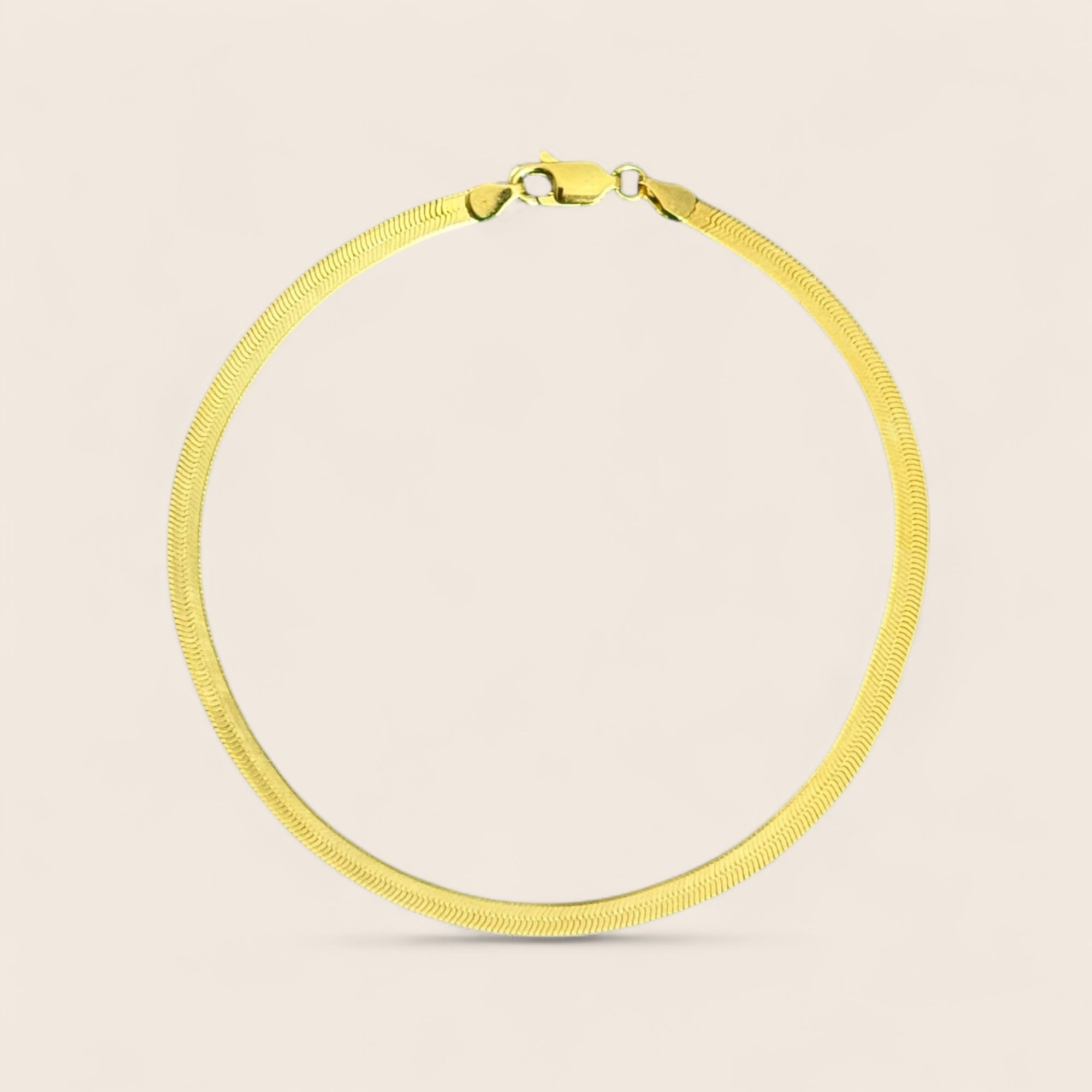 Men's bracelet with flat snake chain, herringbone chain – 925 silver, 18K gold-plated, unisex