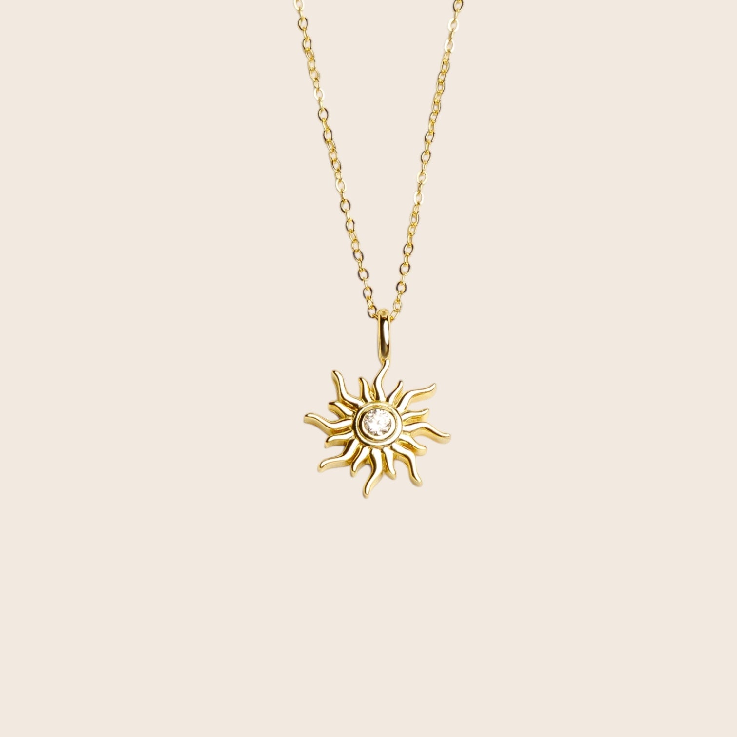 Sun with zirconia necklace made of 925 silver 14K gold-plated
