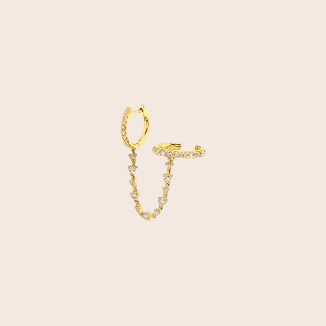 Creole with chain and ear decoration One Piece made of 925 silver gold-plated