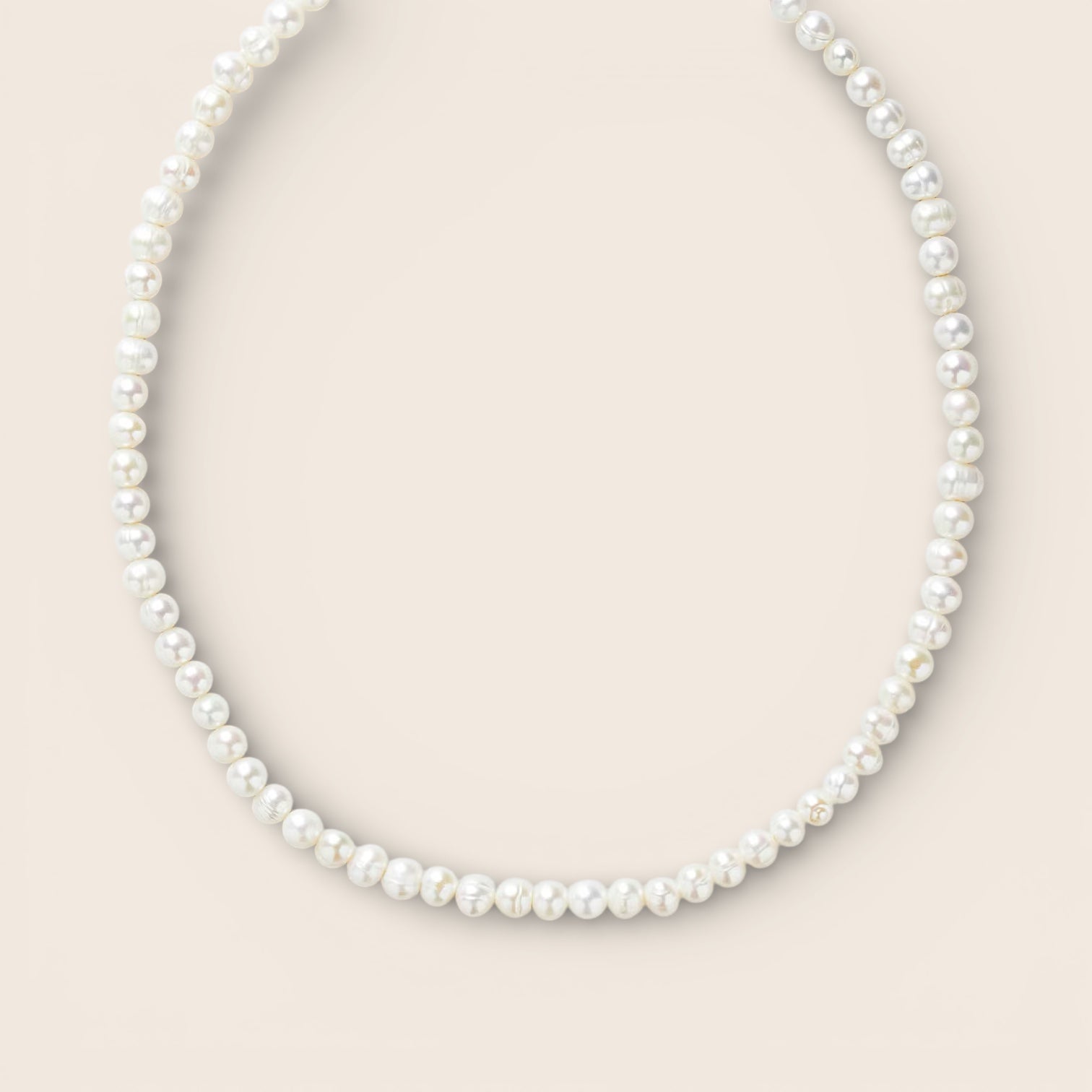 Echte Süßwasser-Perlenkette – klassische Halskette in 925 Silber 14K vergoldet - NINASIA