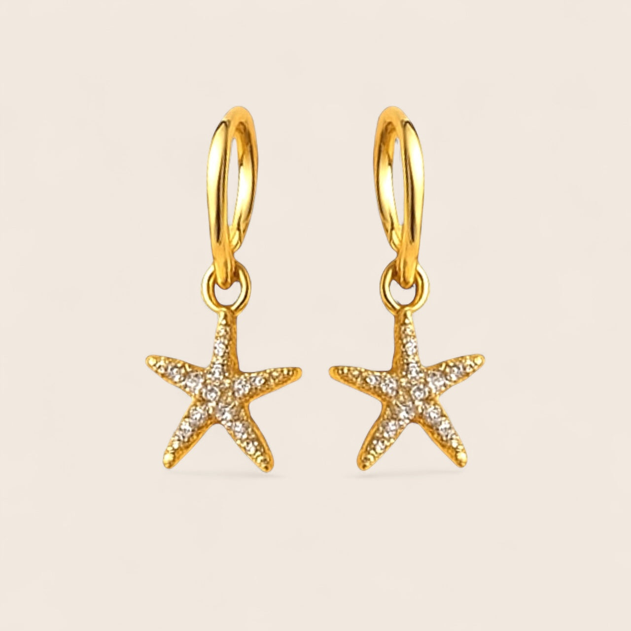 Stardust Coast - Starfish earrings with zirconia - made of 925 silver 18k gold-plated