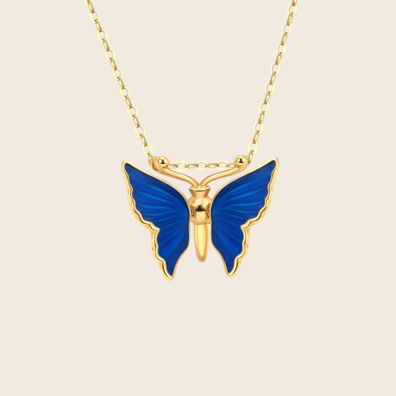 Blue Butterfly – Dainty 3D butterfly necklace – made of 925 silver 14k gold-plated