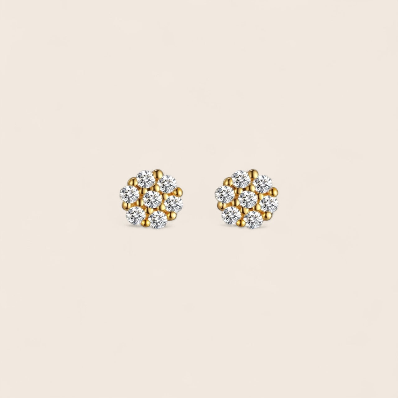 Round mini stud earrings with zirconia – minimalist earrings made of 925 silver 14K gold-plated