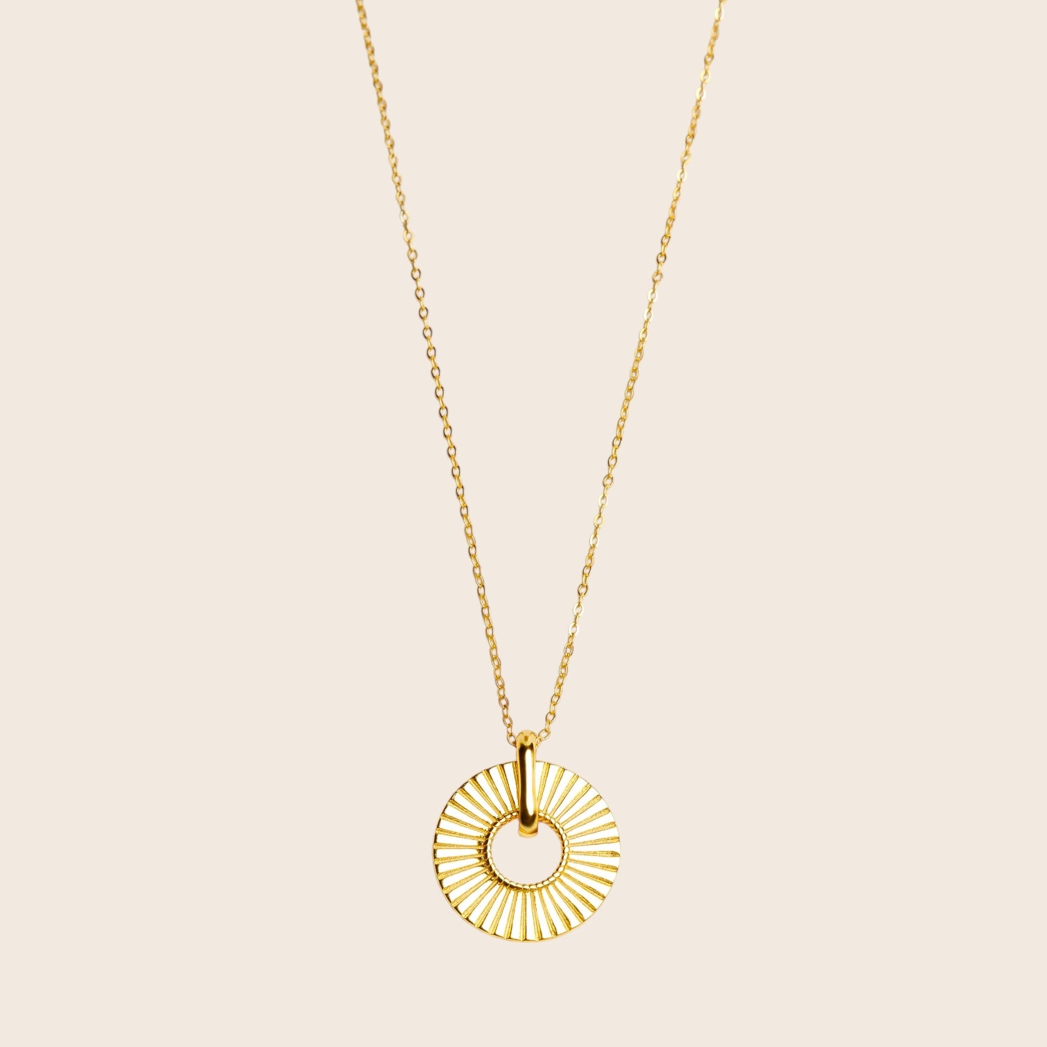 Collier Sun Charm Magic Wheel en argent 925 plaqué or 18 carats