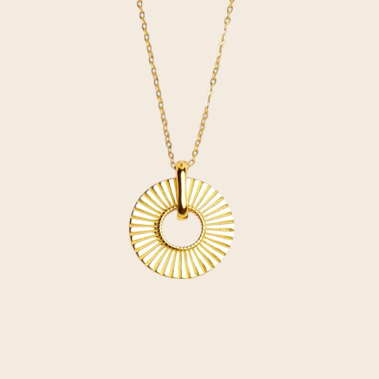 Sun Charm Magic Wheel Necklace made of 925 silver 18K gold plated