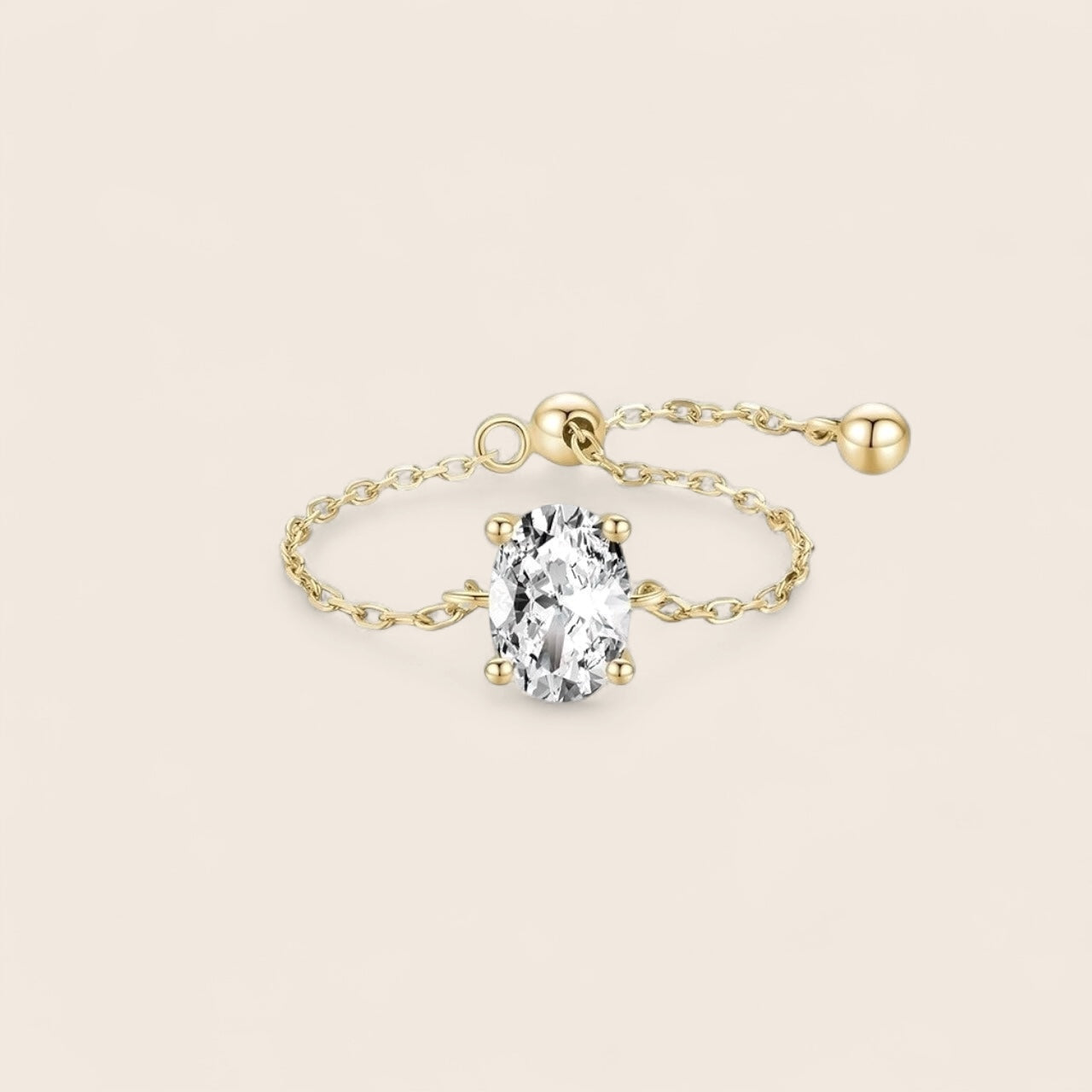 Zirconia charm ring – adjustable size made of gold-plated 925 18K silver