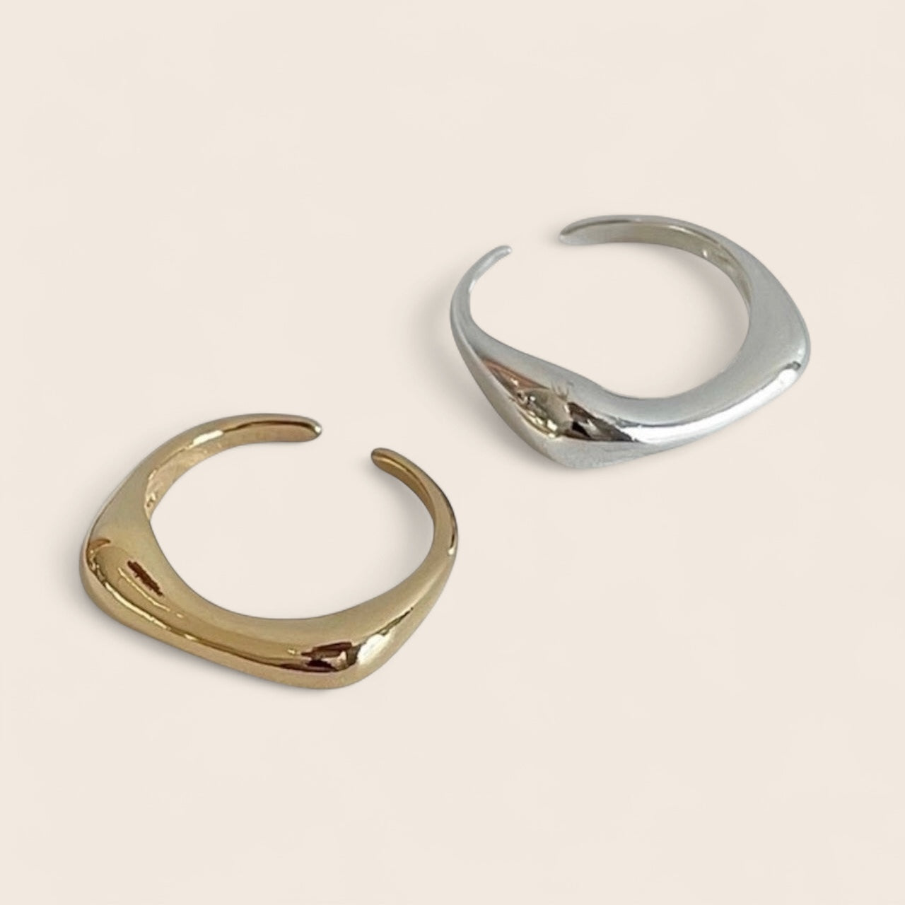 Ellie Geometric Drop Ring – One Size, Gold Plated 925 Silver