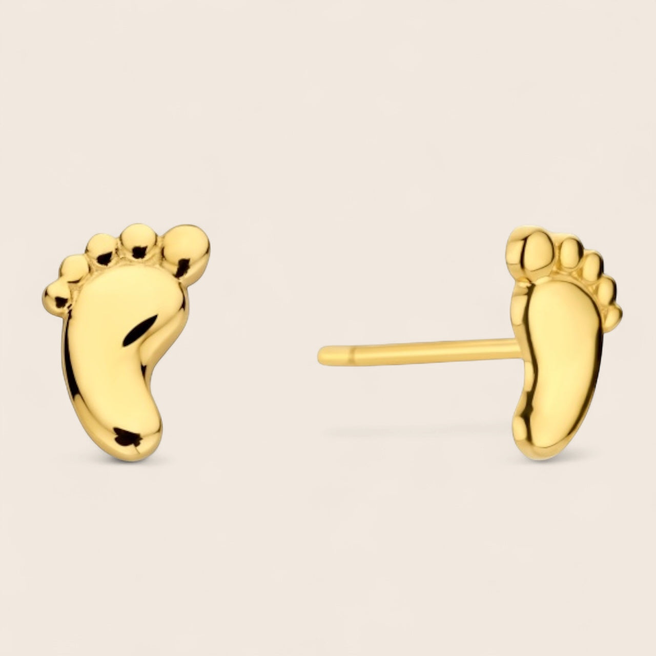 585 Gold Baby Feet Stud Earrings – My Little Miracle – Birth Gift for Mom