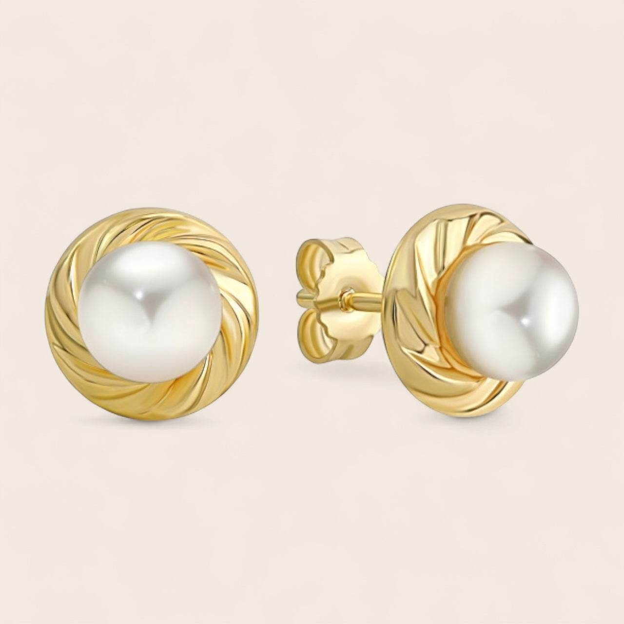 333 Gold – Classic earrings with fine freshwater pearl in old-money style