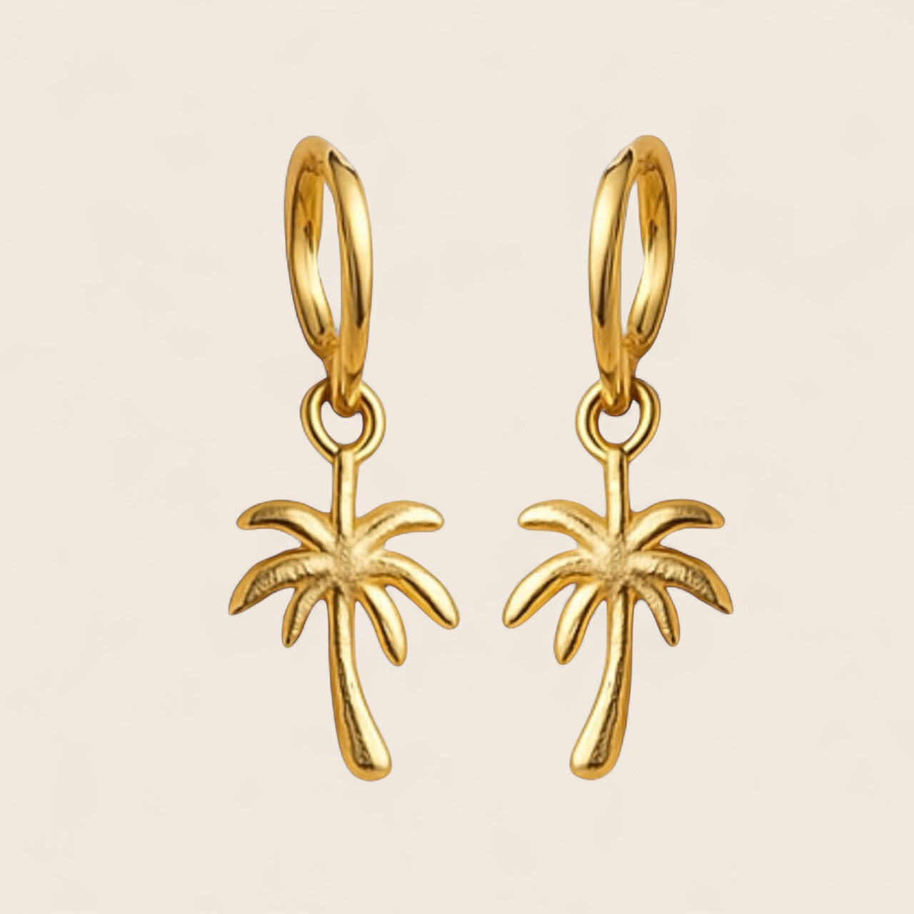 Tropical palm glow - palm tree earrings made of 925 silver 18k gold-plated