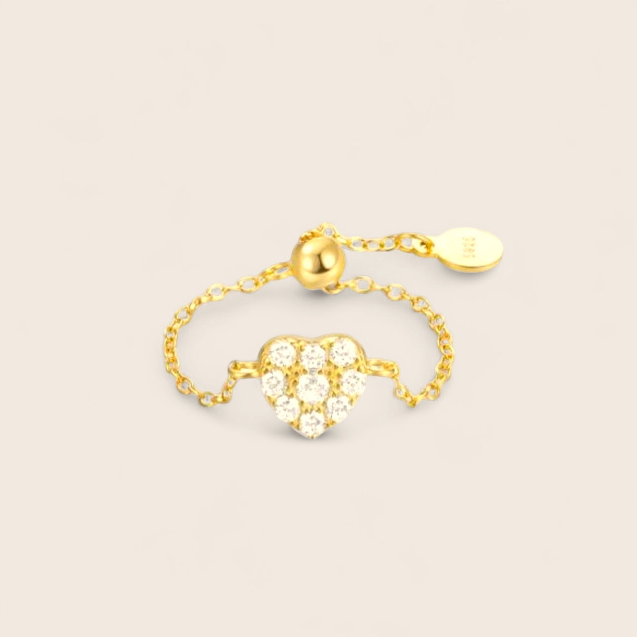 Love glows - delicate heart-shaped zirconia ring - made of 925 silver 14k gold-plated