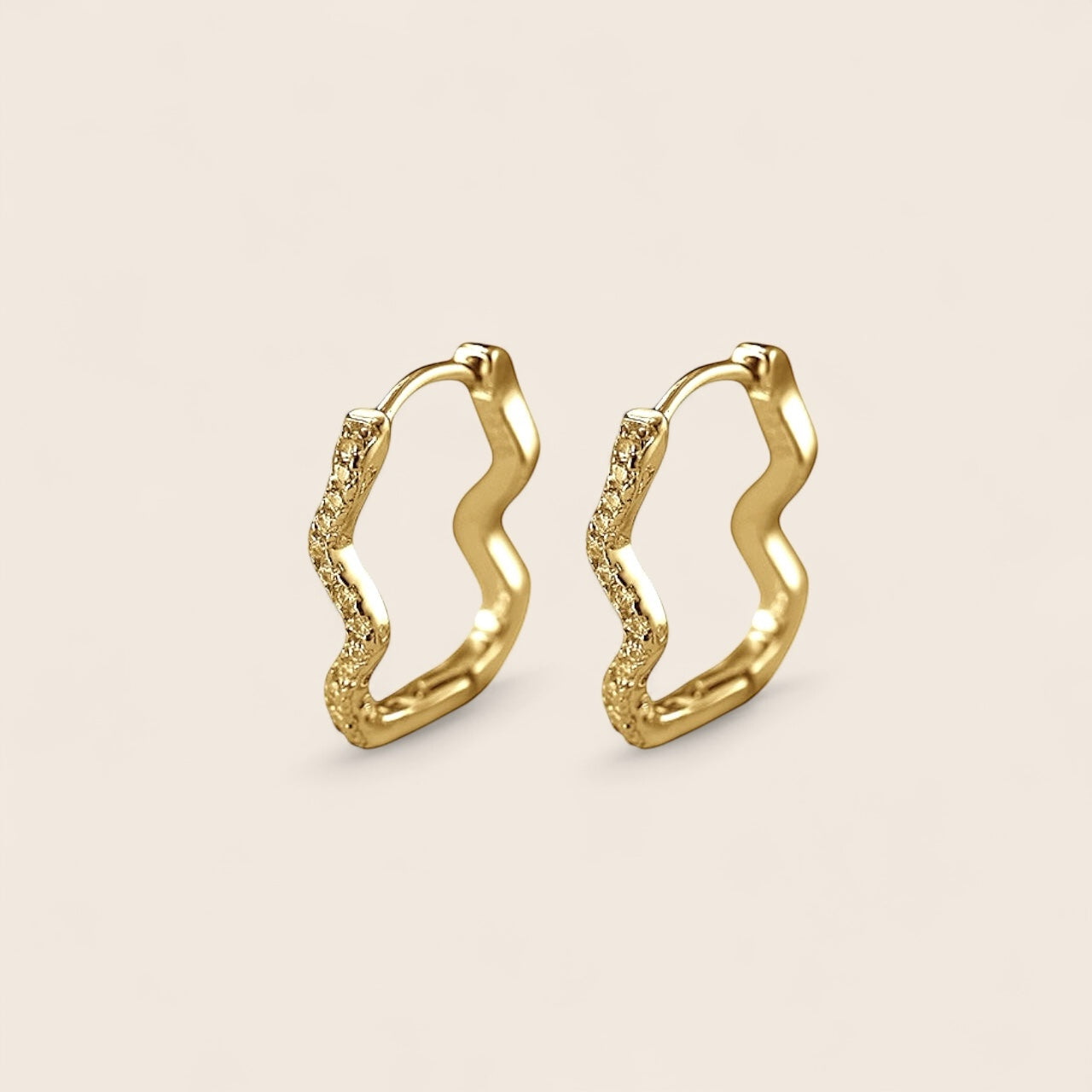 Wavy hoop earrings with zirconia – earrings made of 925 silver and 925 silver 14K gold-plated