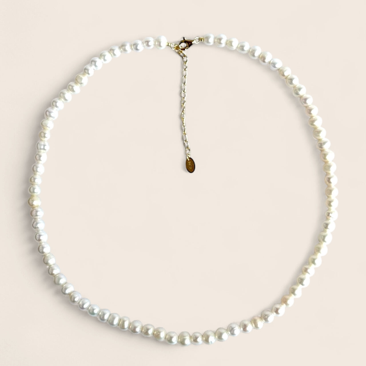 Genuine freshwater pearl necklace – classic necklace in 925 silver 14K gold-plated