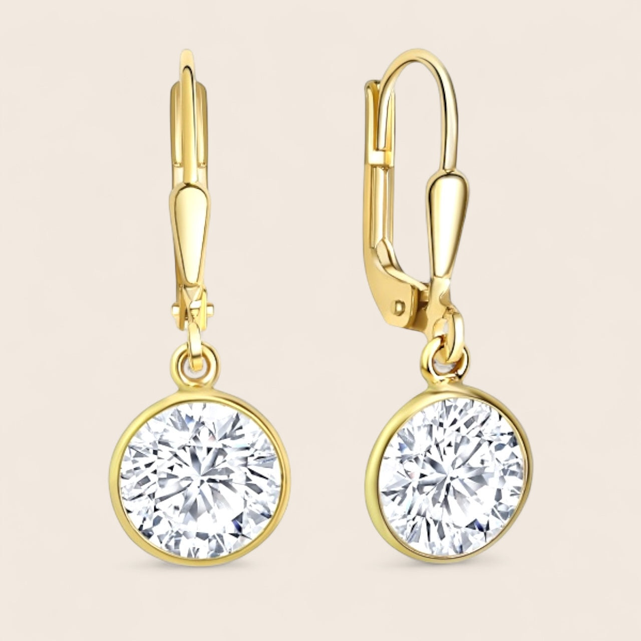 333 gold earrings with zirconia Ø 8mm - round earrings