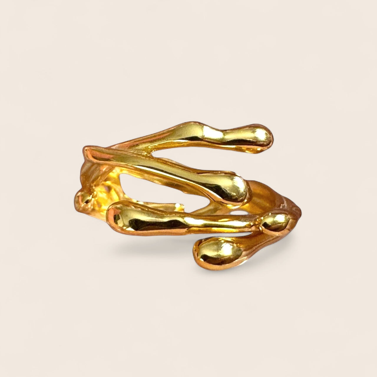 Hug - drop ring adjustable in size made of 925 silver 18K gold plated