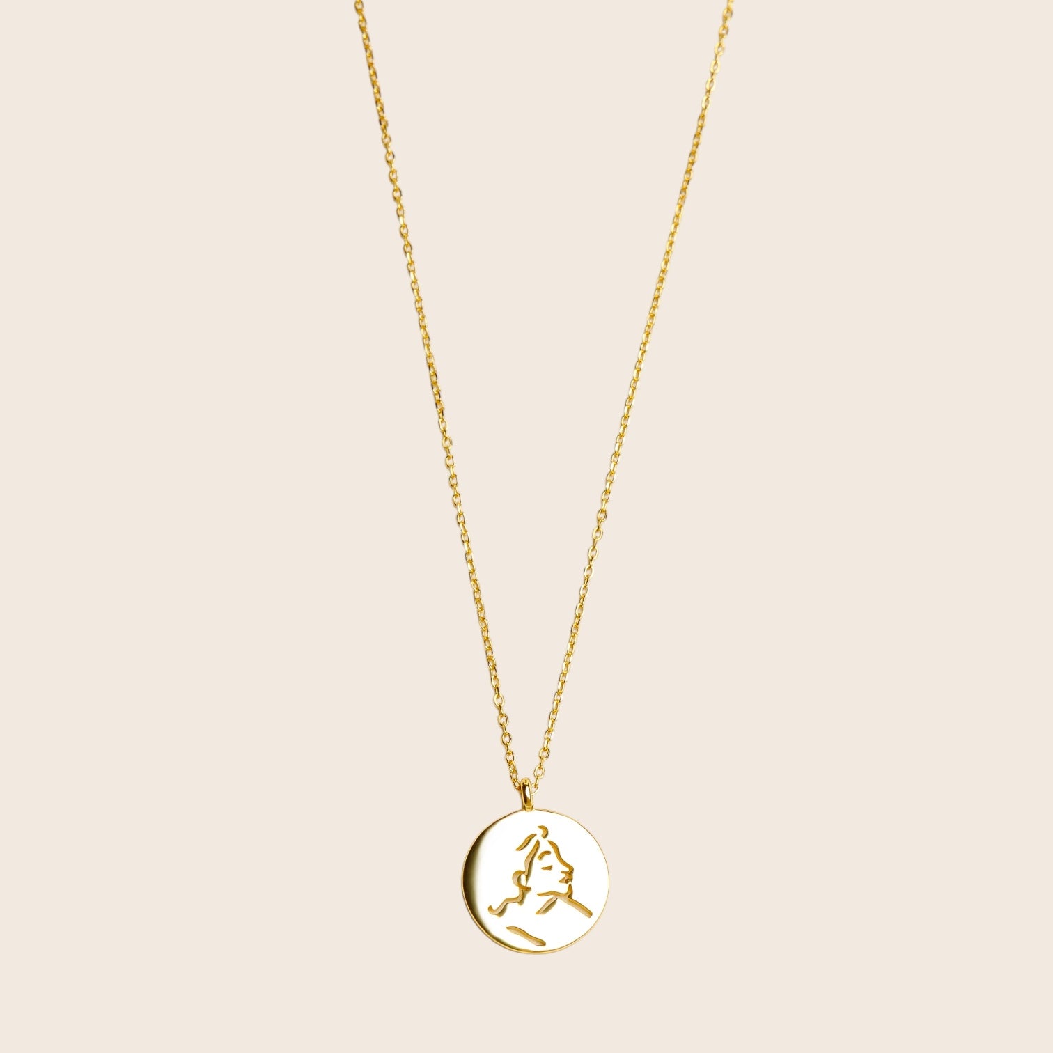 Collier Femme Power Esthétique Visage en argent 925 plaqué or 18 carats