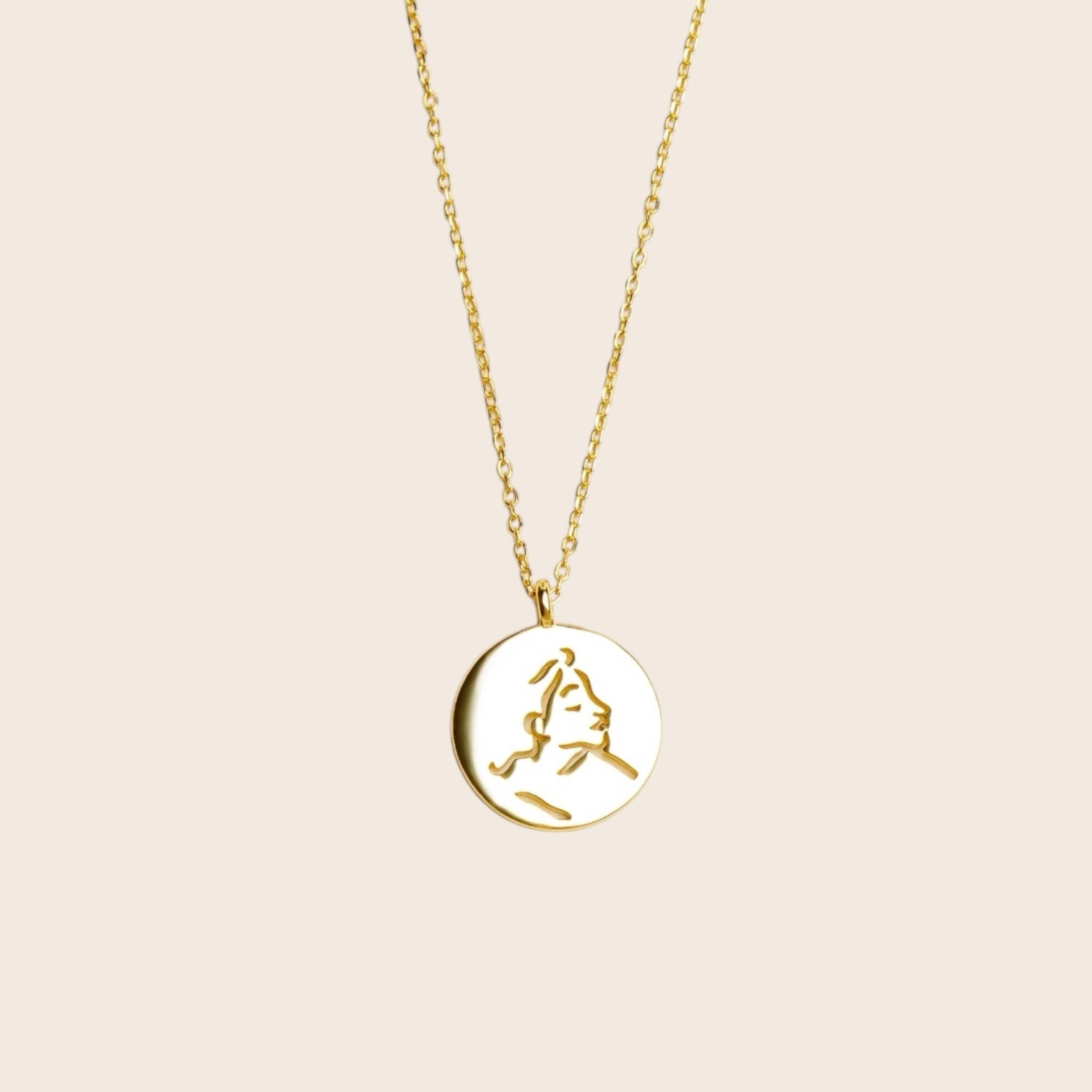 Women Power Aesthetic Face Necklace made of 925 silver 18K gold plated