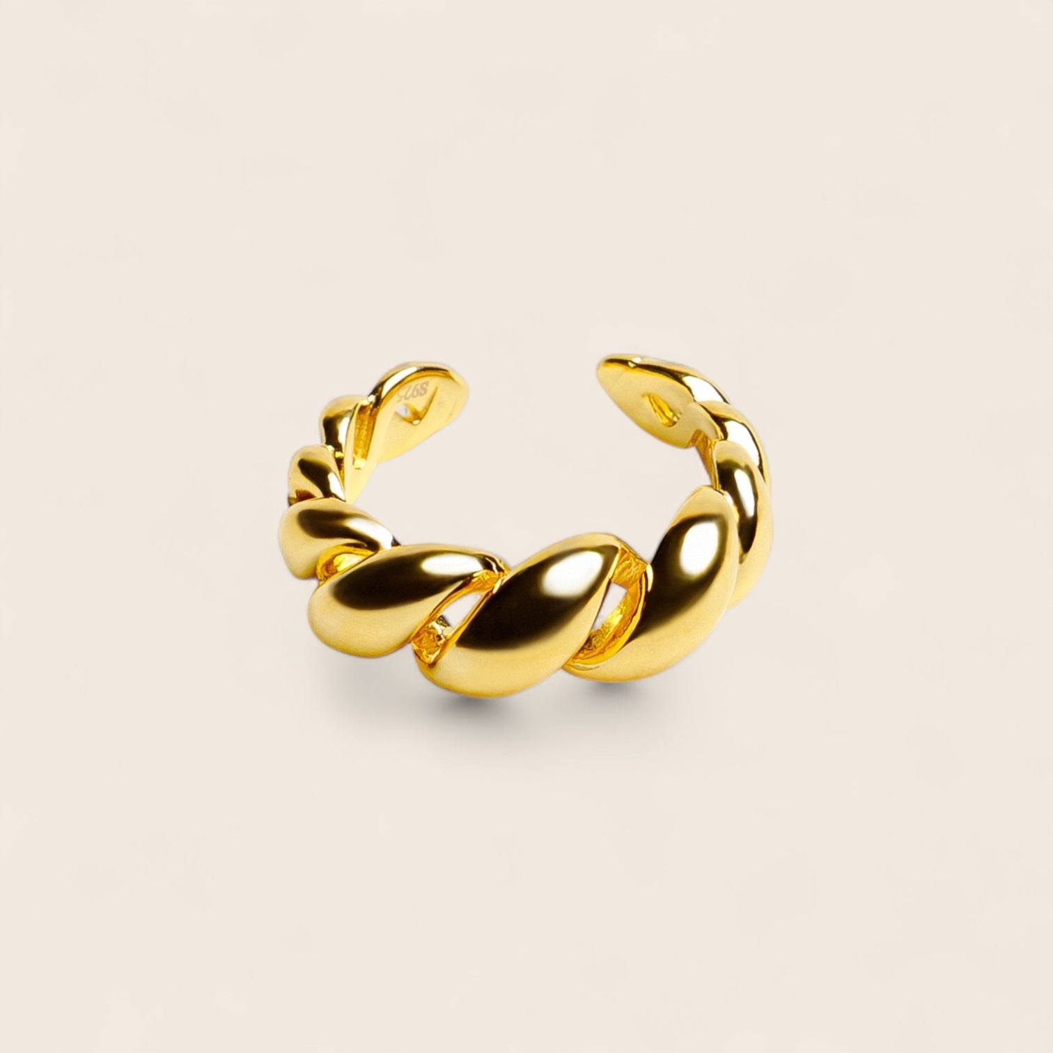 Chunky Twist – solid croissant ring 925 silver 18K gold-plated