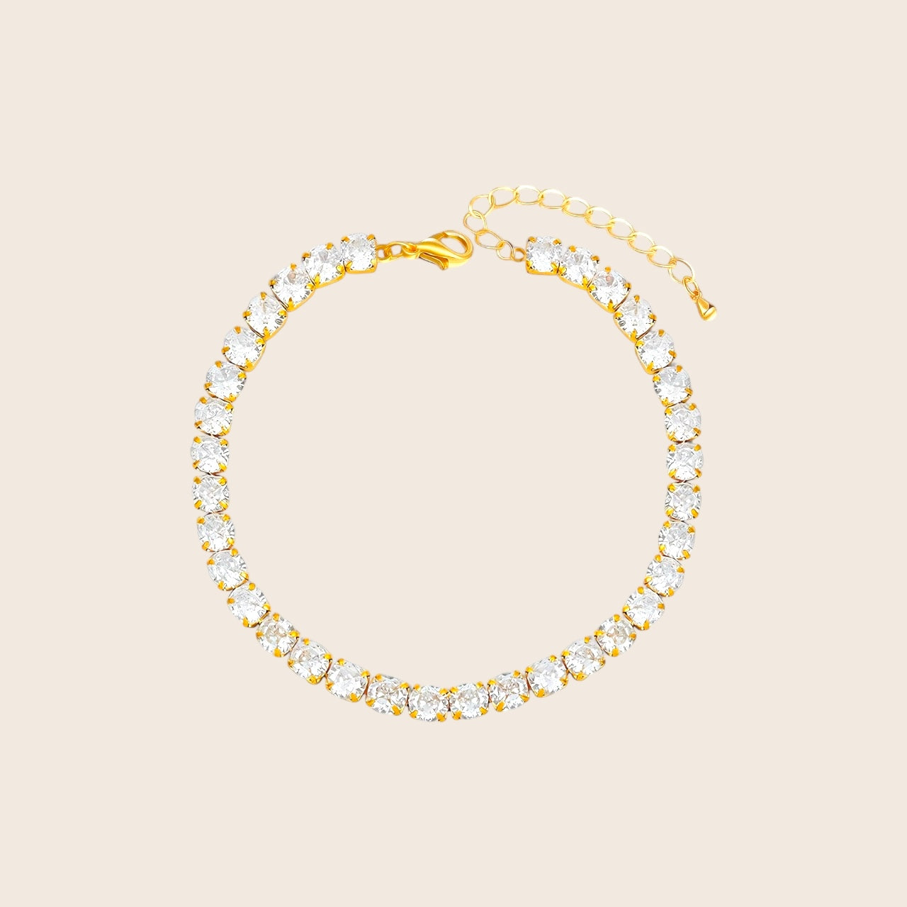Tennis bracelet with gemstones – stainless steel 18K gold plated