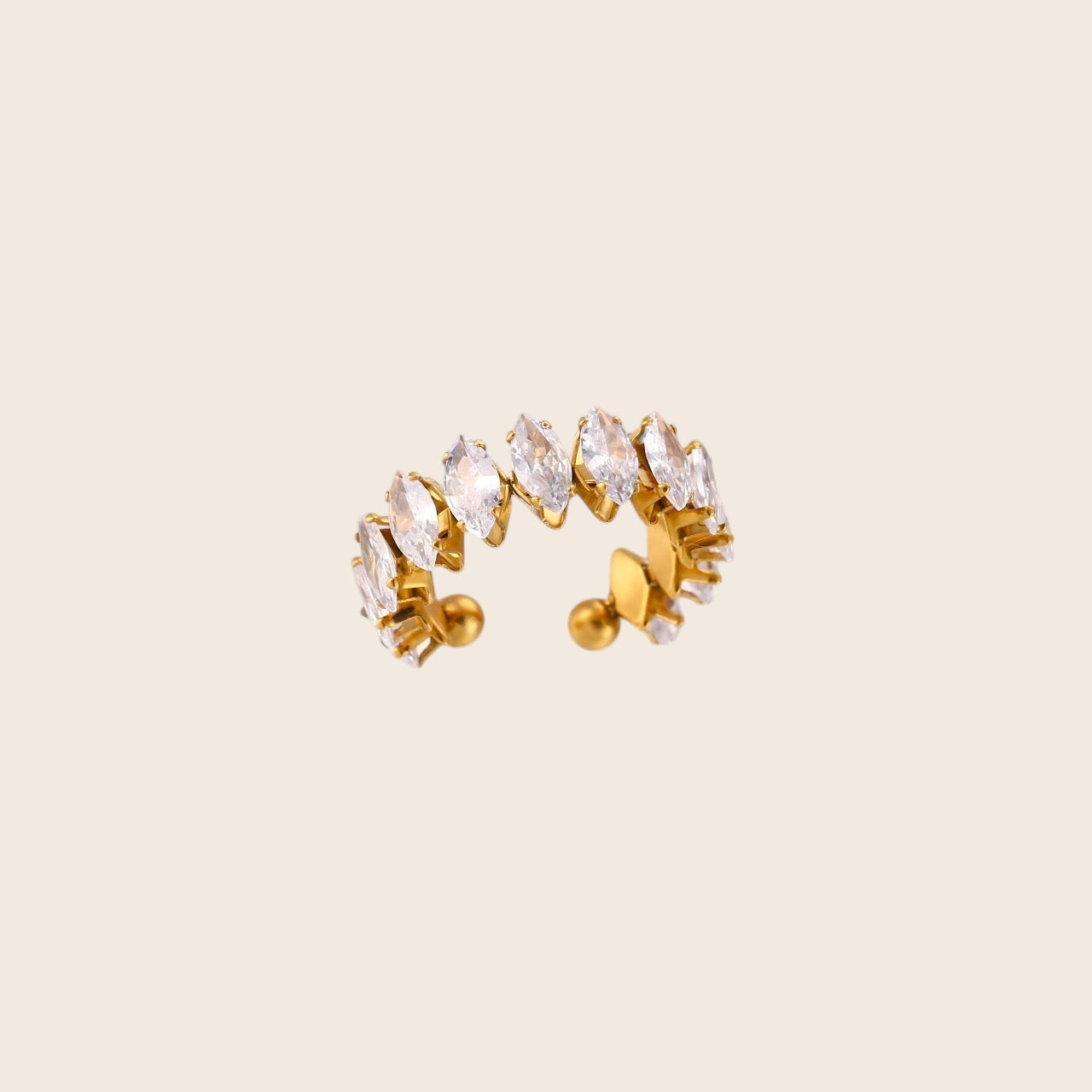 Sparkling Gemstone Statement Ring – 18K Gold Plated Stainless Steel