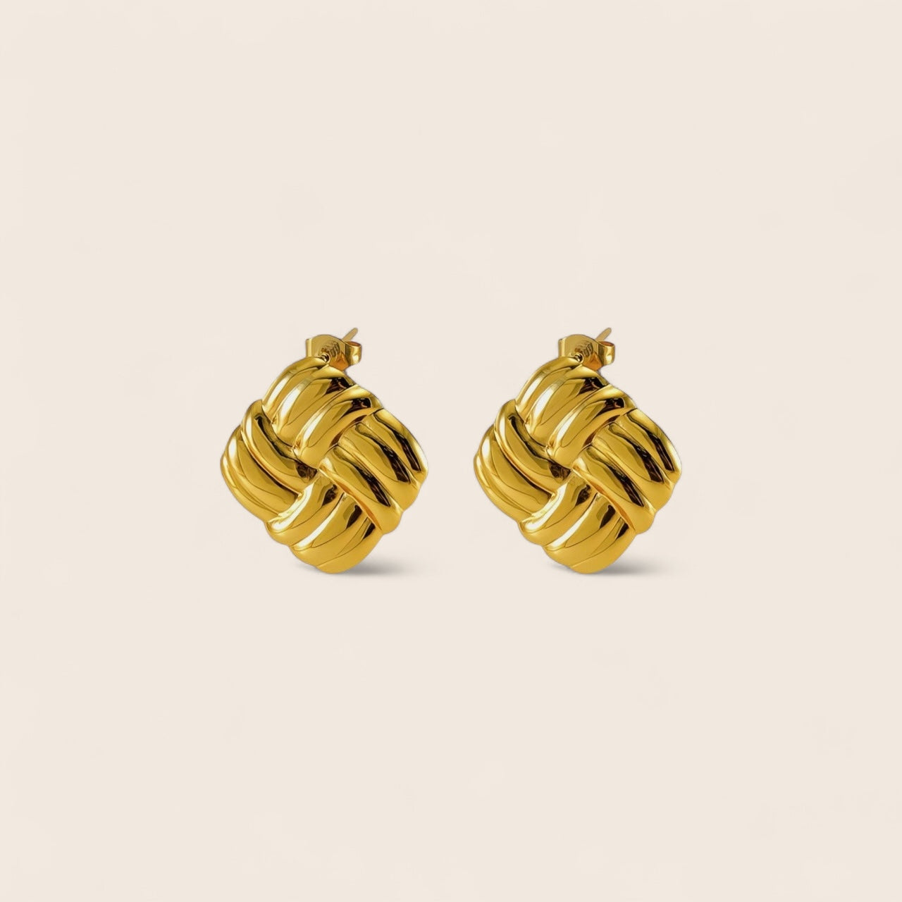 Square Knot Earrings – 18K Gold Plated Stainless Steel