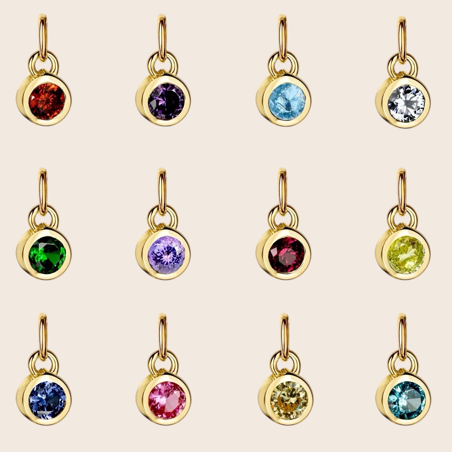 Round birthstone pendant made of 925 silver or silver gold-plated