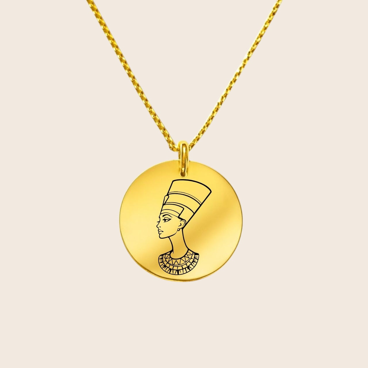Personalized necklace – round engraved pendant – Nefertiti – made of 925 silver or silver-plated