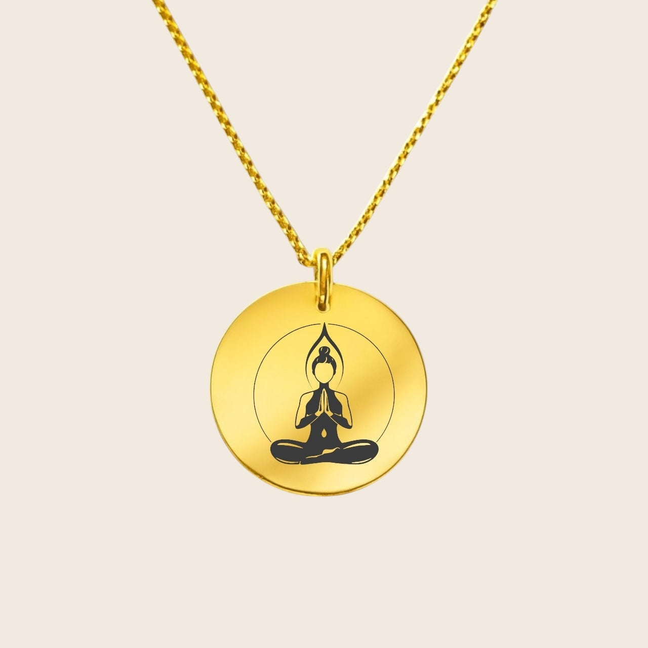 Personalized necklace – round engraved pendant – Namaste Yoga Lover – made of 925 silver or silver-plated