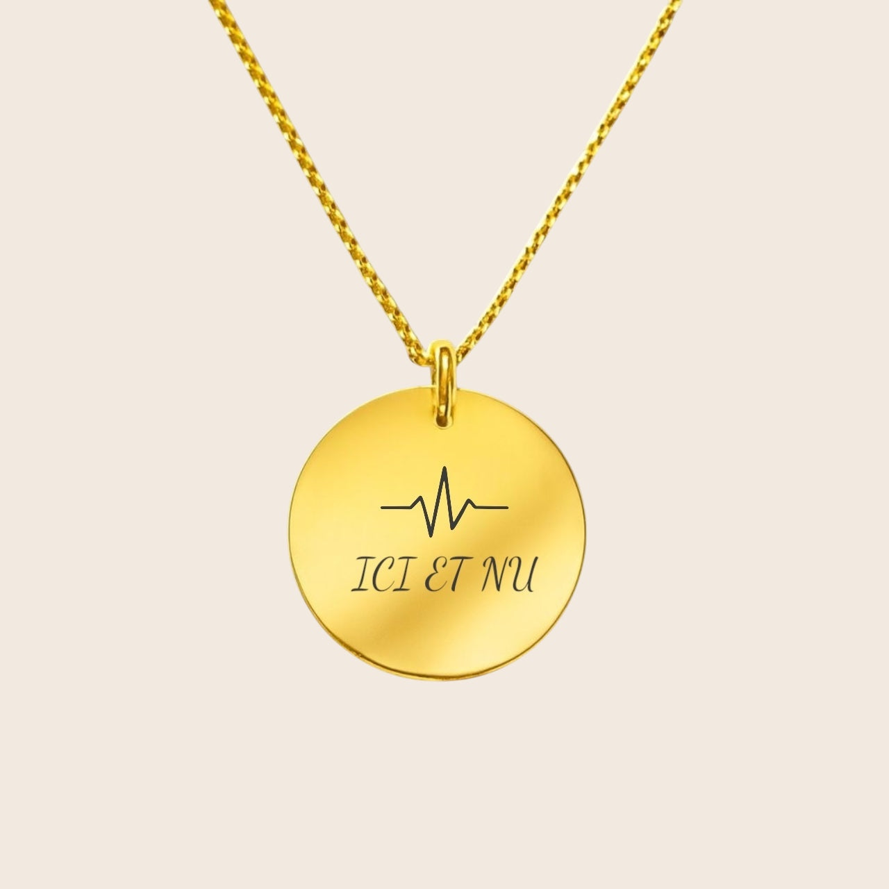Personalized necklace – round engraved pendant – ICI ET NU – made of 925 silver or silver-plated