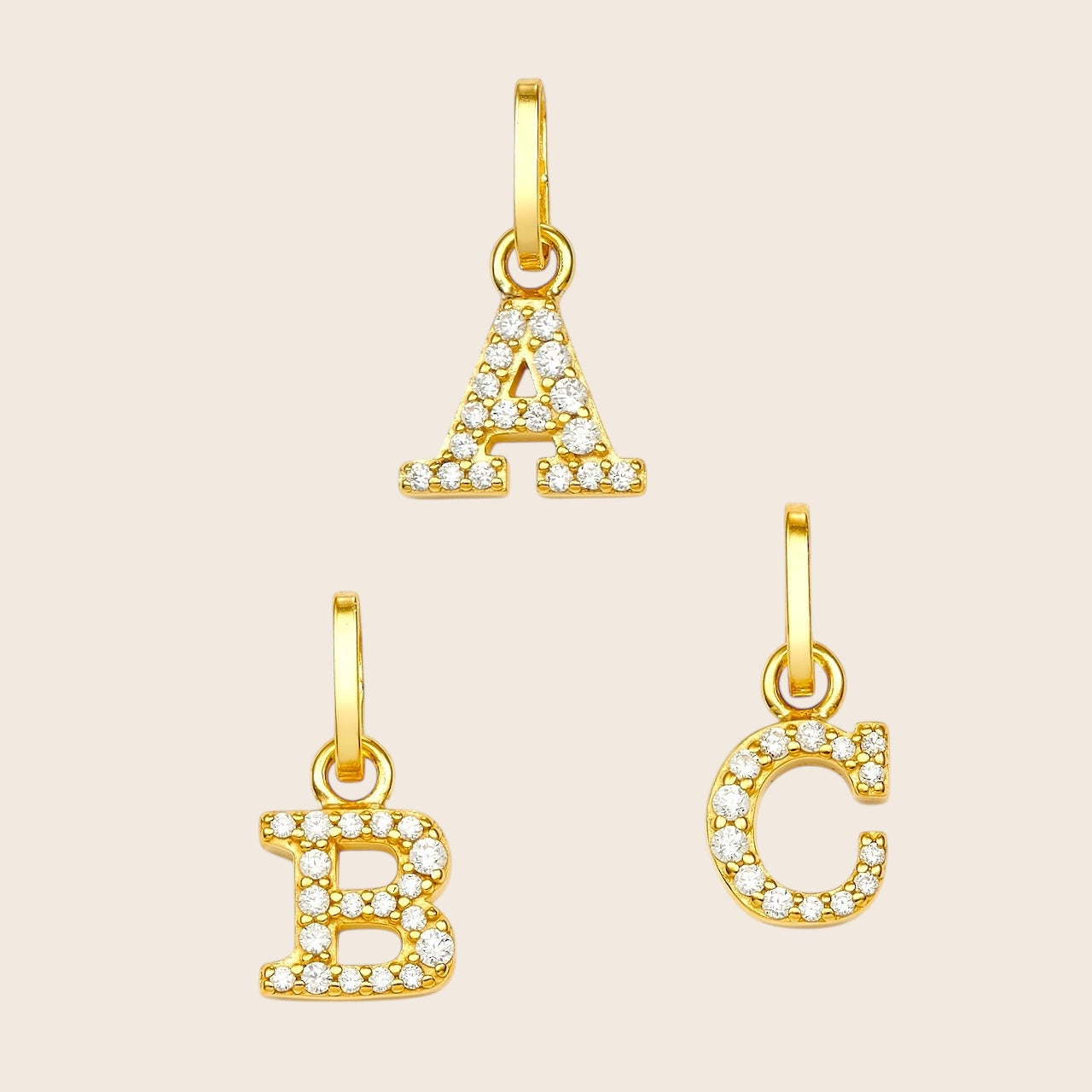 333 gold shining letter pendant with zirconia with or without chain