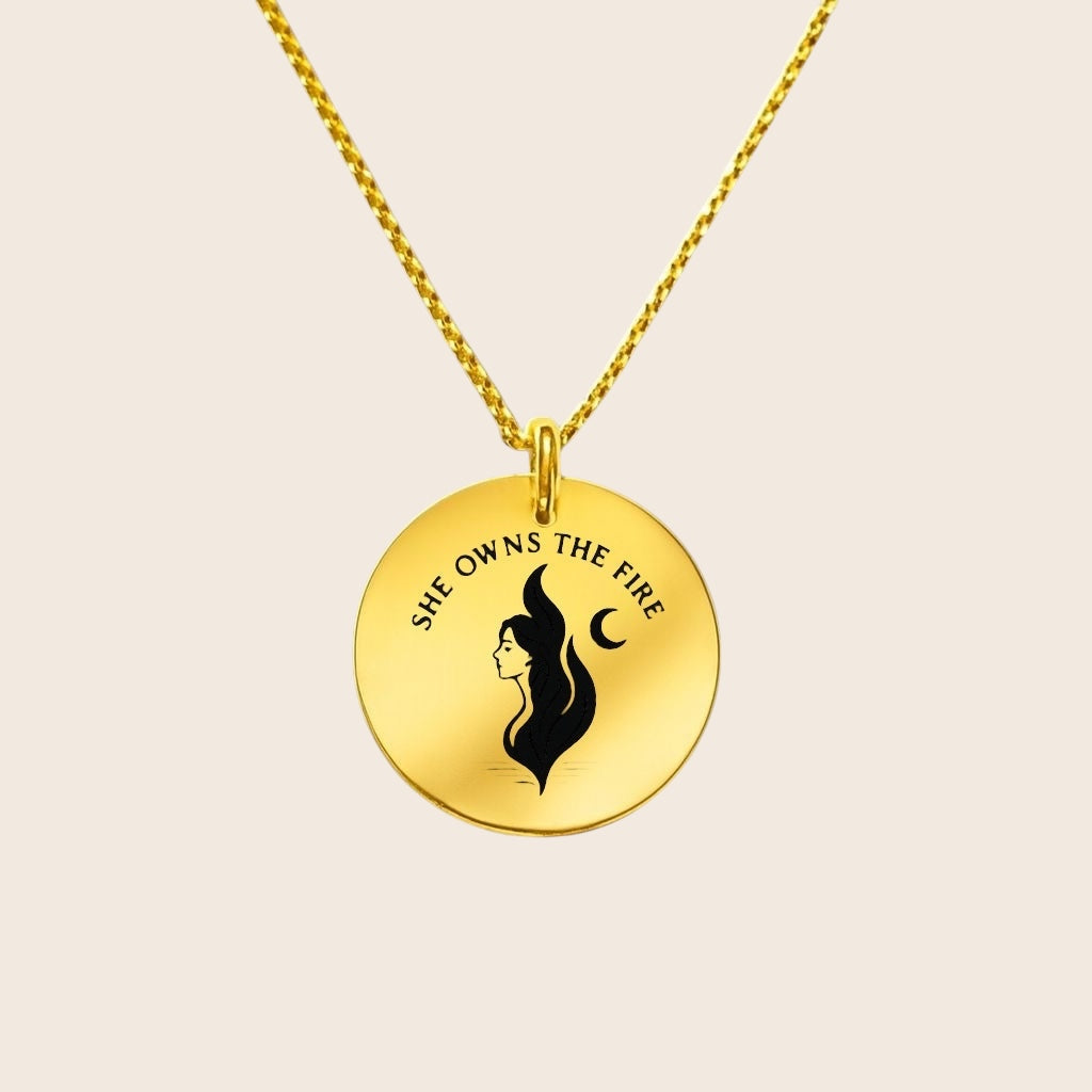 She owns the fire - Women's empowerment necklace made of 925 silver or 18k gold-plated silver