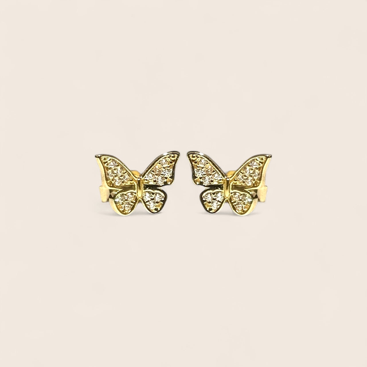 Butterfly stud earrings – minimalist earrings made of 925 silver 14K gold-plated