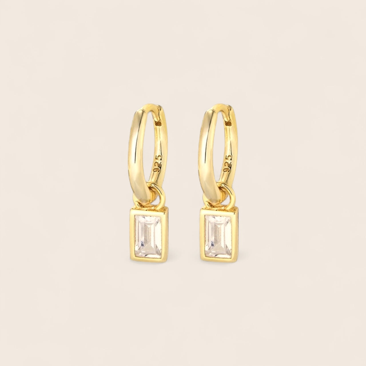 Round hoops with zirconia pendant – earrings in 925 silver and gold-plated 925 silver