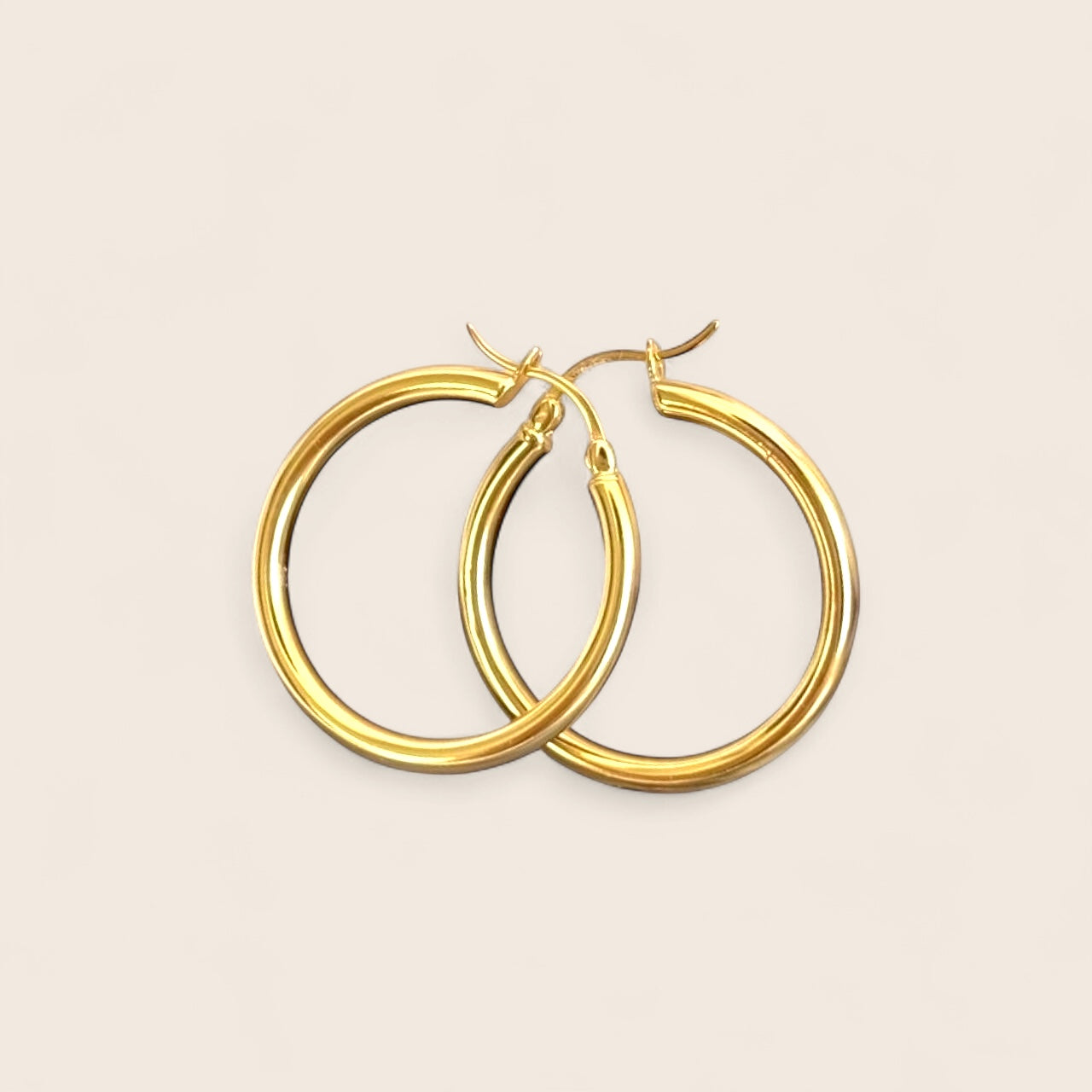 Classic solid round hoops – 30 mm earrings made of 925 silver or 18K gold-plated 925 silver